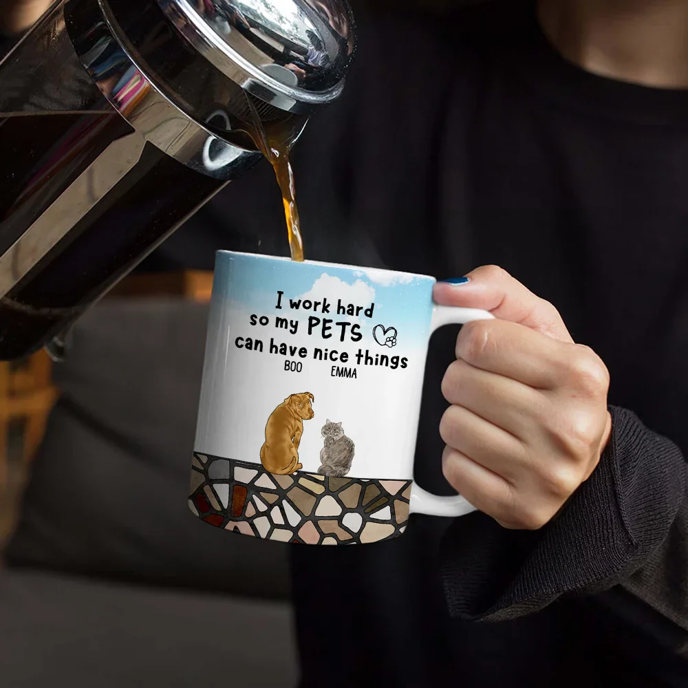 I Work Hard - Personalized White Edge-to-Edge Mug - Image 4