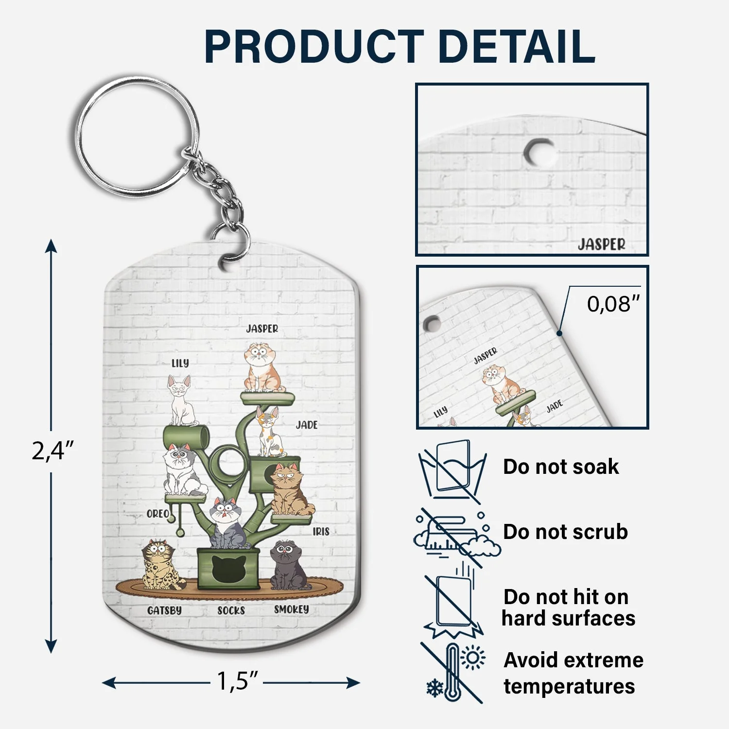 I Work Hard So My Cat Can Have A Better Life - Gift For Cat Lovers - Personalized Aluminum Keychain - Image 5