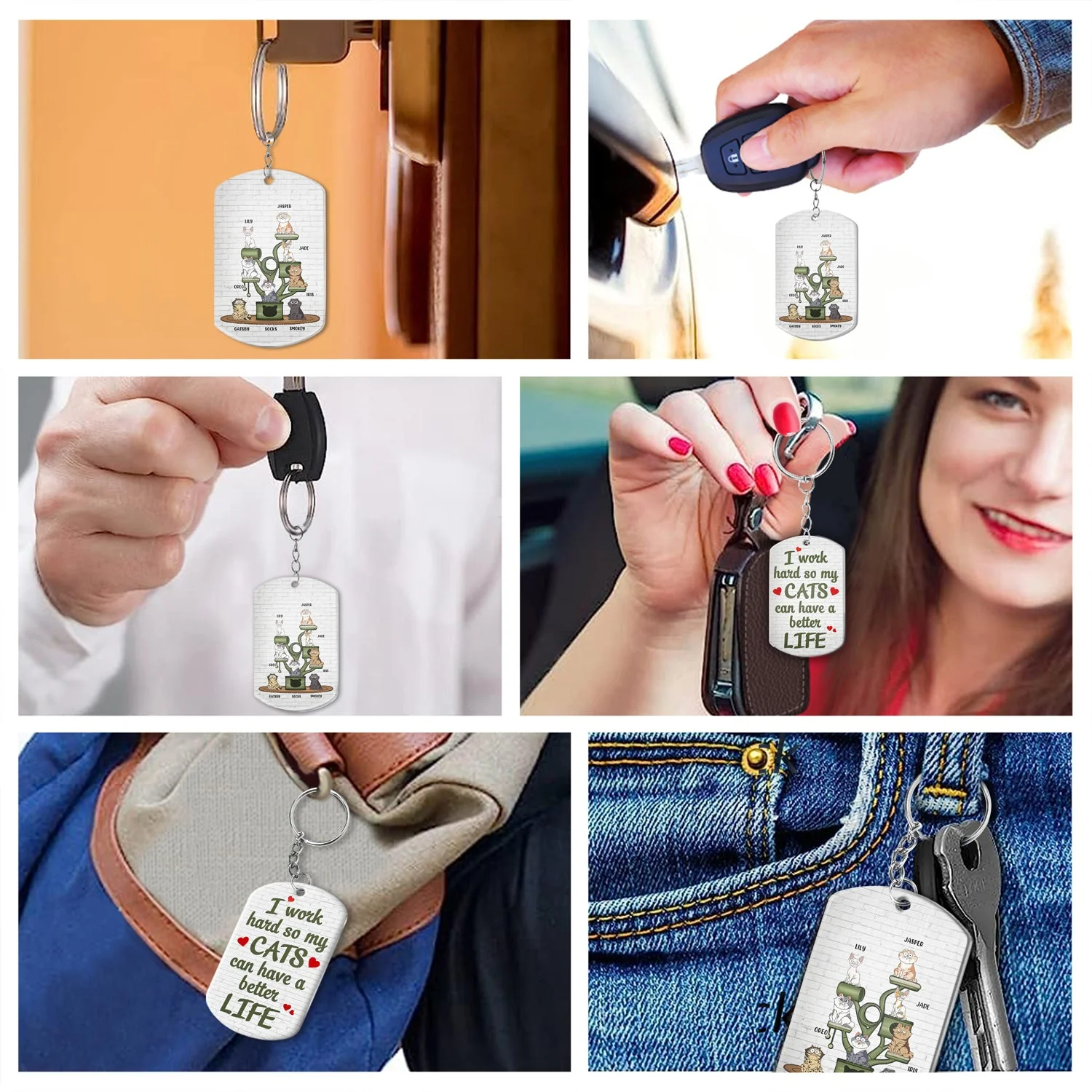 I Work Hard So My Cat Can Have A Better Life - Gift For Cat Lovers - Personalized Aluminum Keychain - Image 6