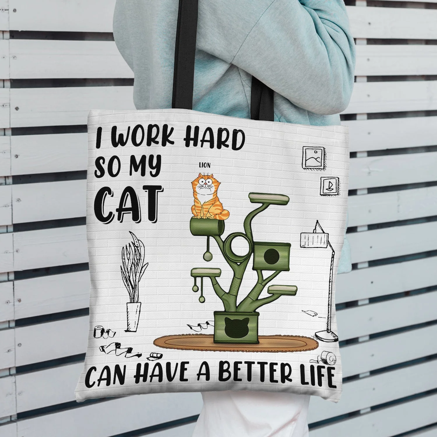 I Work Hard So My Cats Can Have A Better Life - Gift For Cat Lovers - Personalized Zippered Canvas Bag - Image 3