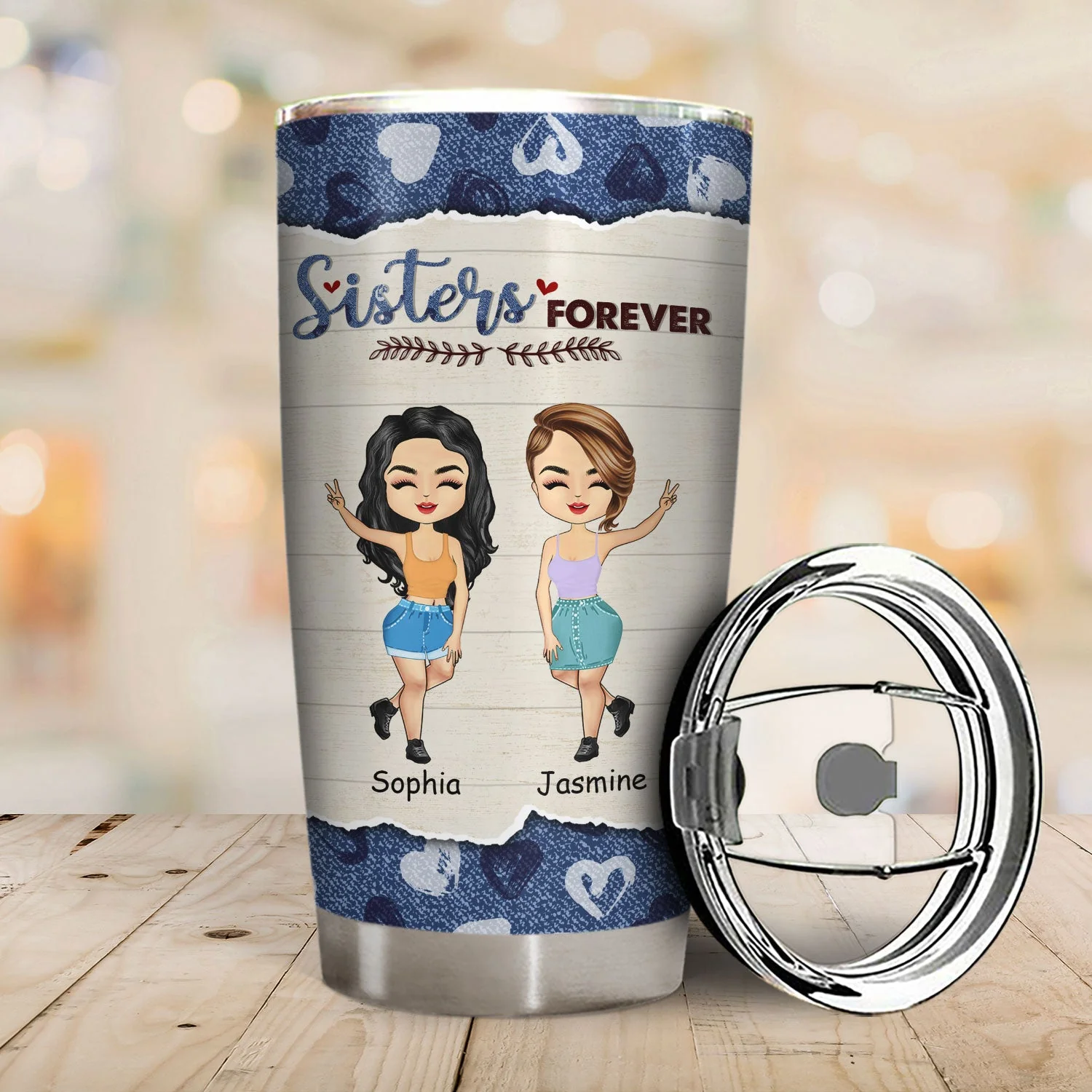 I Would Fight A Bear - Gift For Sisters - Personalized Custom Tumbler - Image 2