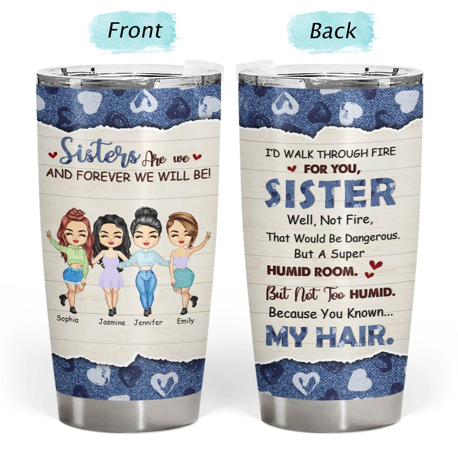 I Would Fight A Bear - Gift For Sisters - Personalized Custom Tumbler - Image 3
