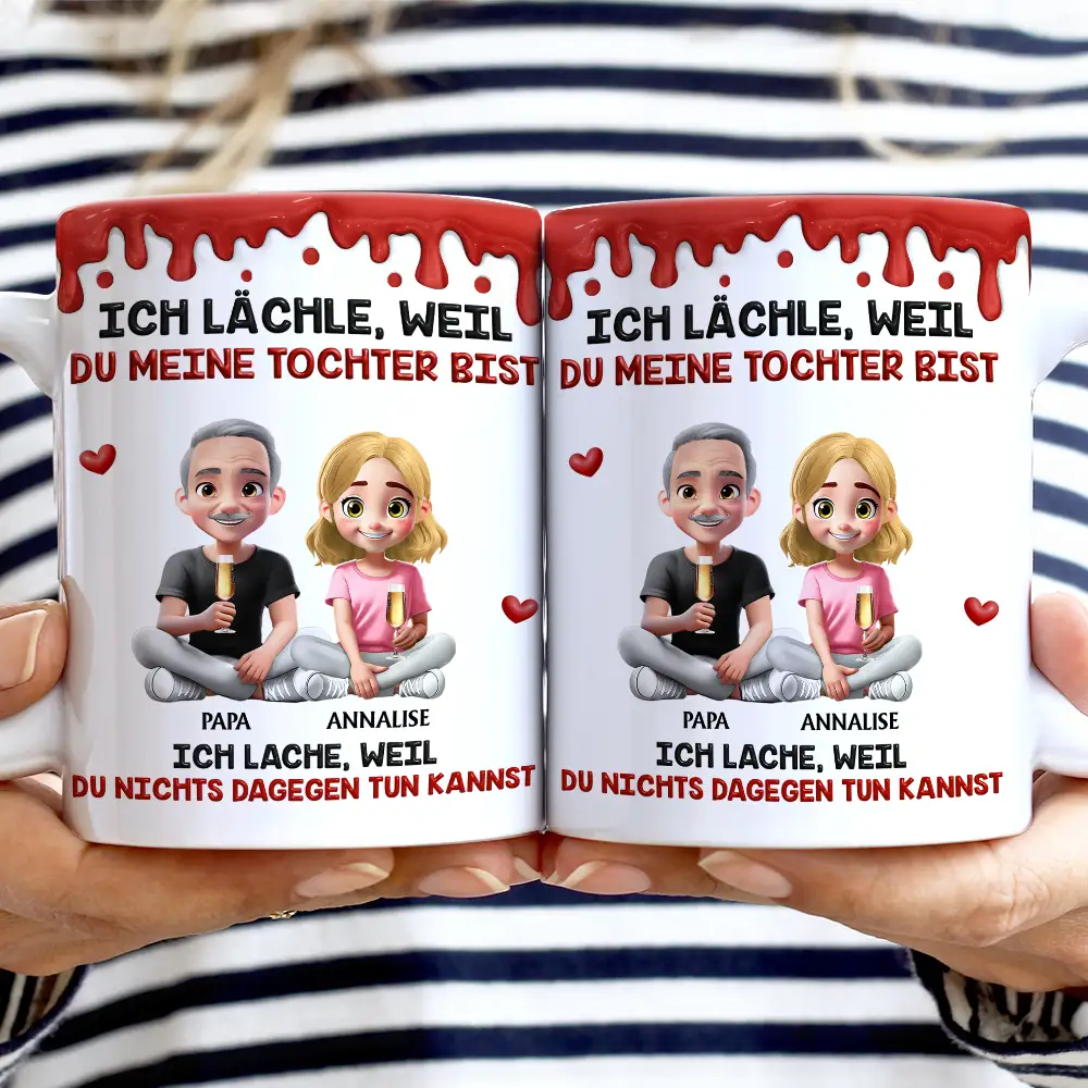 Ich Lächle Weil Du Meine Tochter Mein Sohn Bist - Personalisierte Weiße Tasse Mit Rundumdruck - Image 2