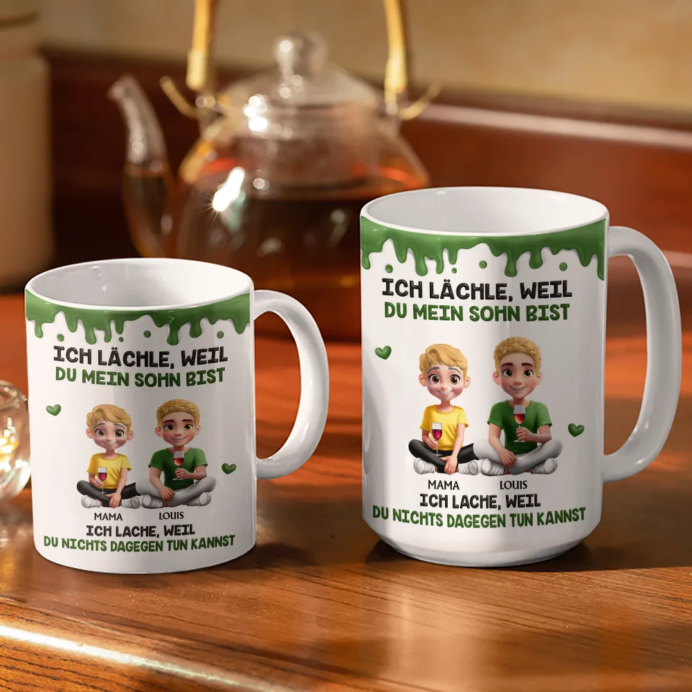 Ich Lächle Weil Du Meine Tochter Mein Sohn Bist - Personalisierte Weiße Tasse Mit Rundumdruck - Image 3
