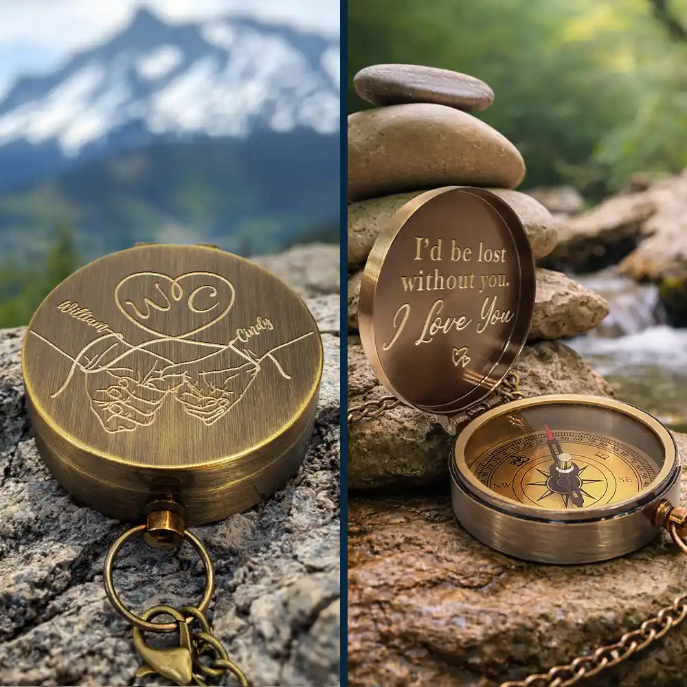 I'd Be Lost Without You - Personalized Engraved Brass Compass - Image 2