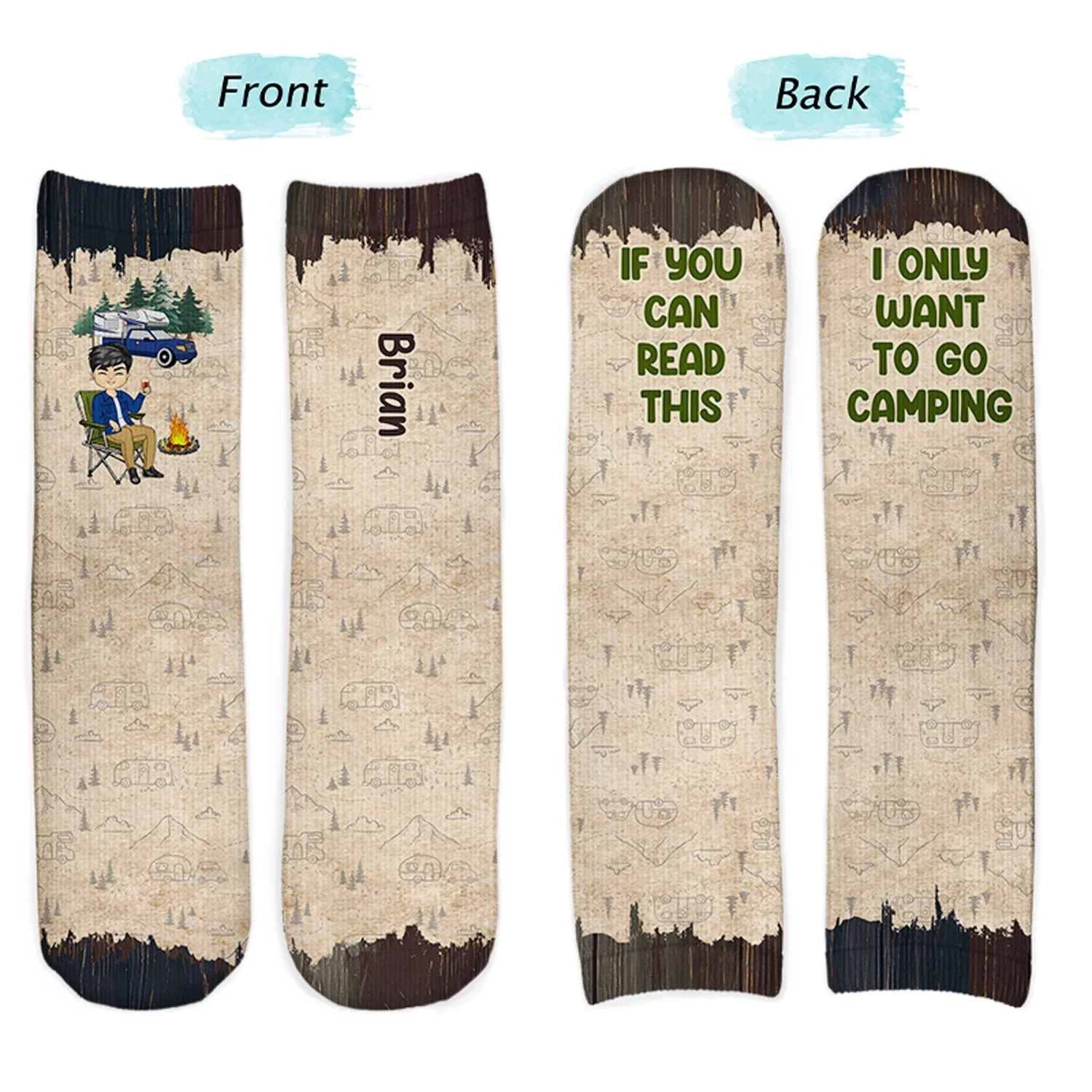 I'd Rather Be Camping - Gift For Camping Lovers - Personalized Socks - Image 2