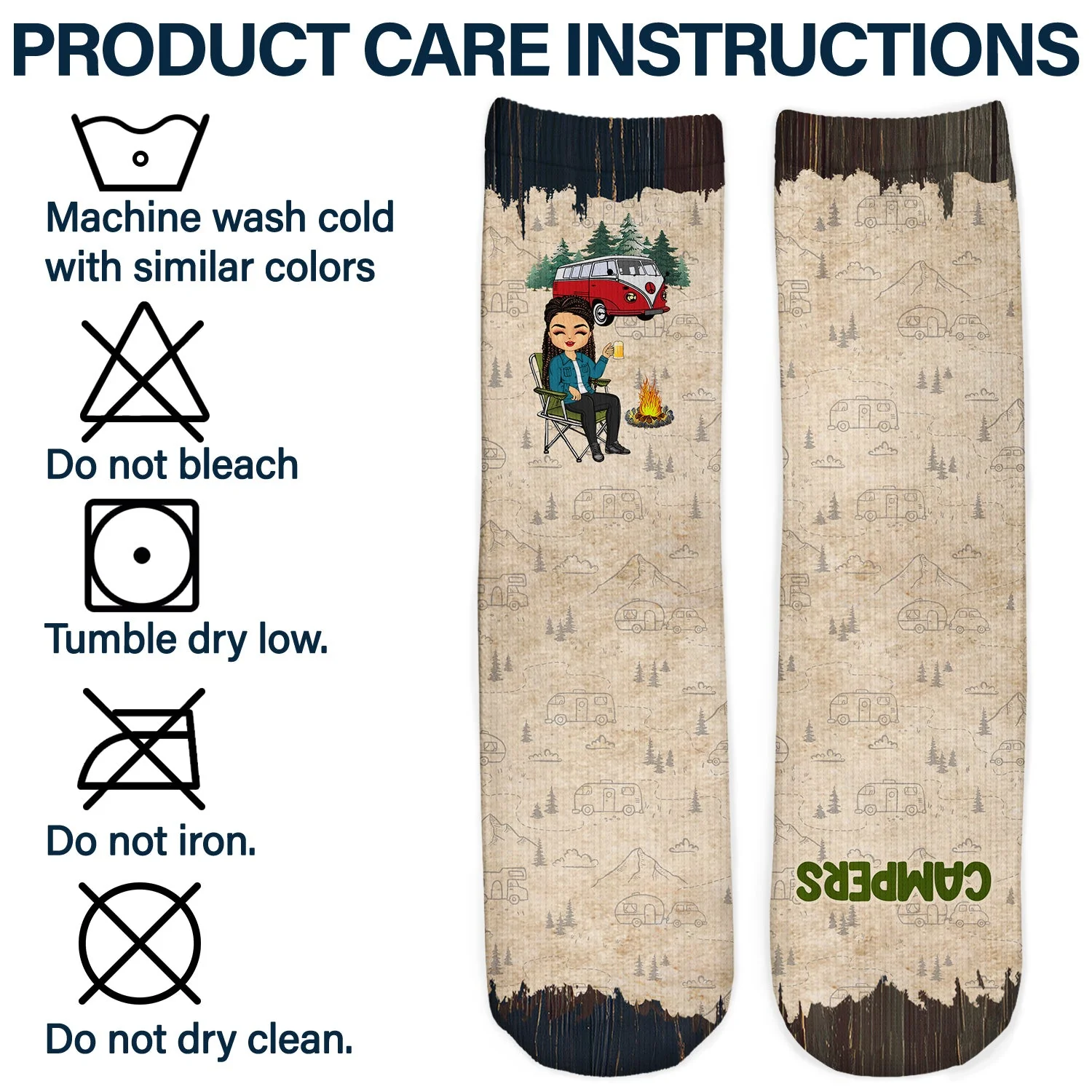 I'd Rather Be Camping - Gift For Camping Lovers - Personalized Socks - Image 6