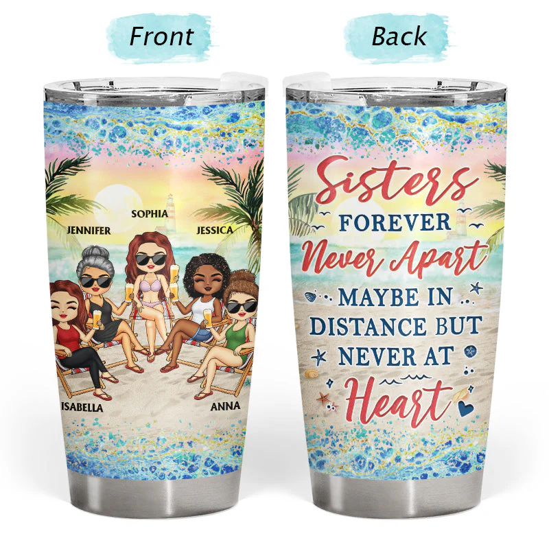 I'd Walk Through Fire For You Sister Beach Traveling - Funny Sister Gifts - Personalized Custom Tumbler - Image 3