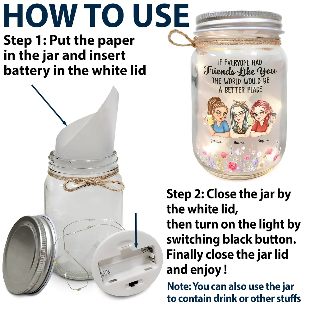 If Everyone Had A Friend Like You - Personalized Mason Jar Light - Image 5