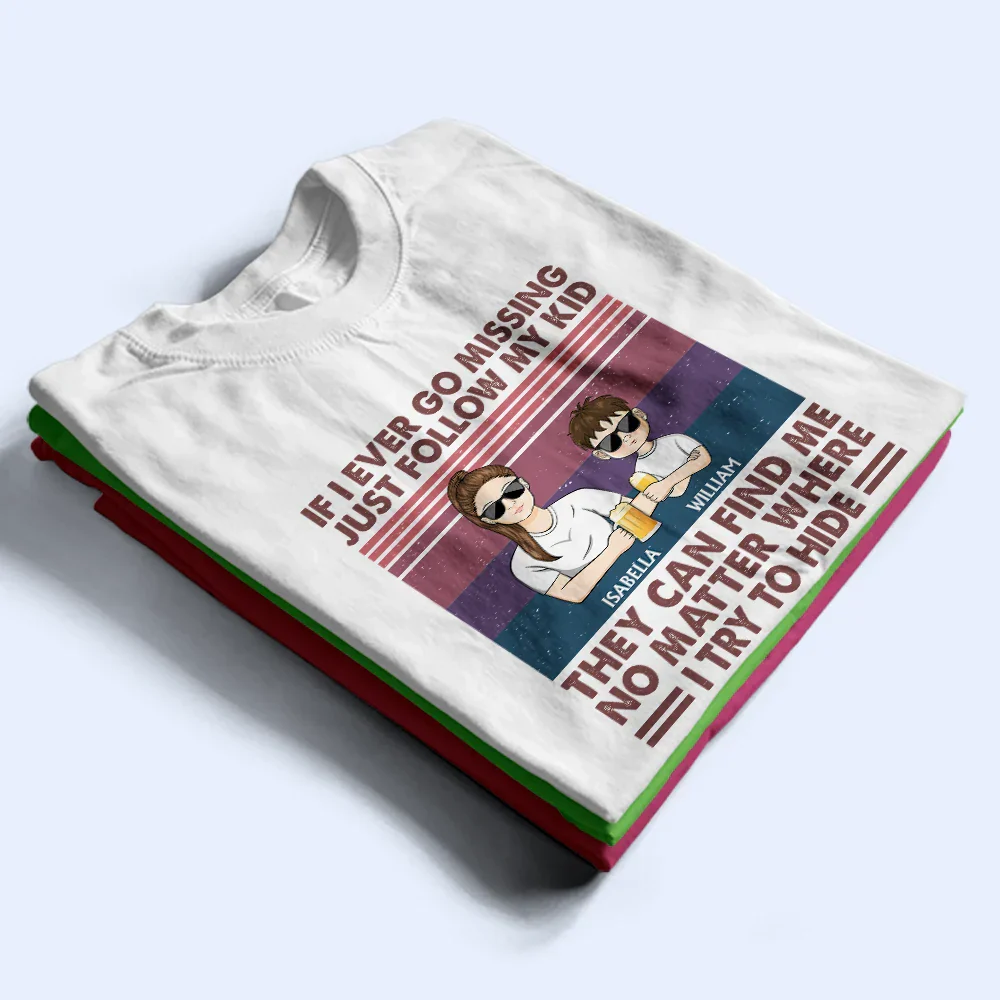 If I Ever Go Missing Just Follow My Kids Retro - Personalized T Shirt - Image 2