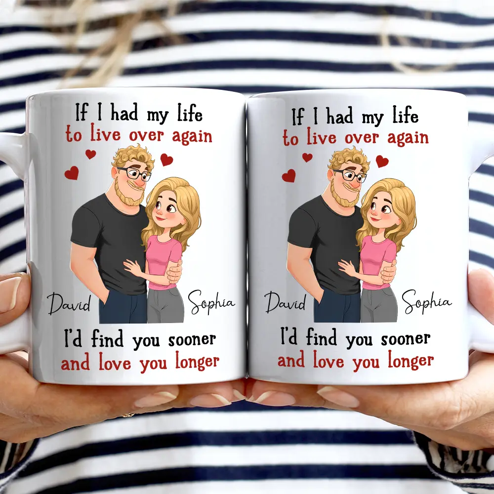 If I Had My Life To Live Over Again Hugging Couple - Personalized Mug - Image 2