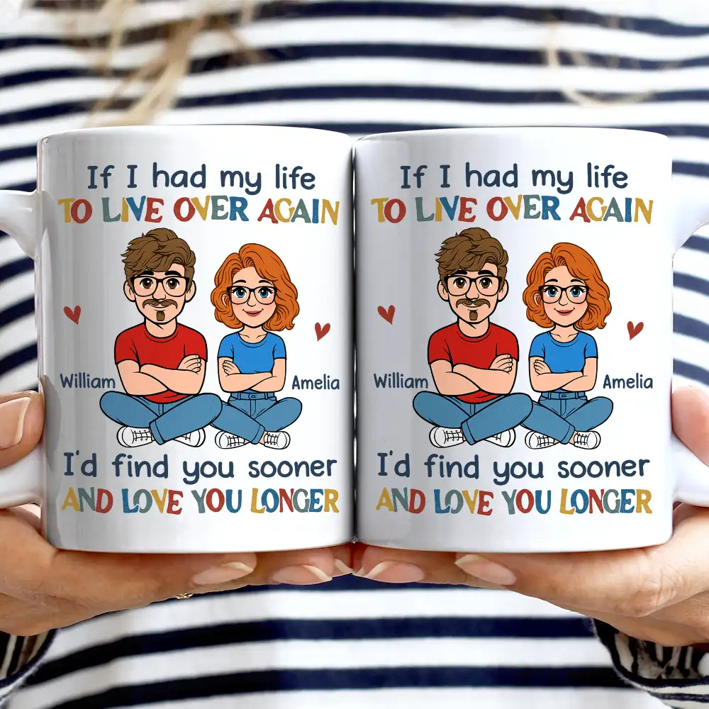 If I Had My Life To Live Over Again Retro Couple - Personalized Mug - Image 2