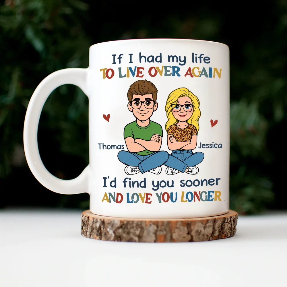 If I Had My Life To Live Over Again Retro Couple - Personalized Mug - Image 4