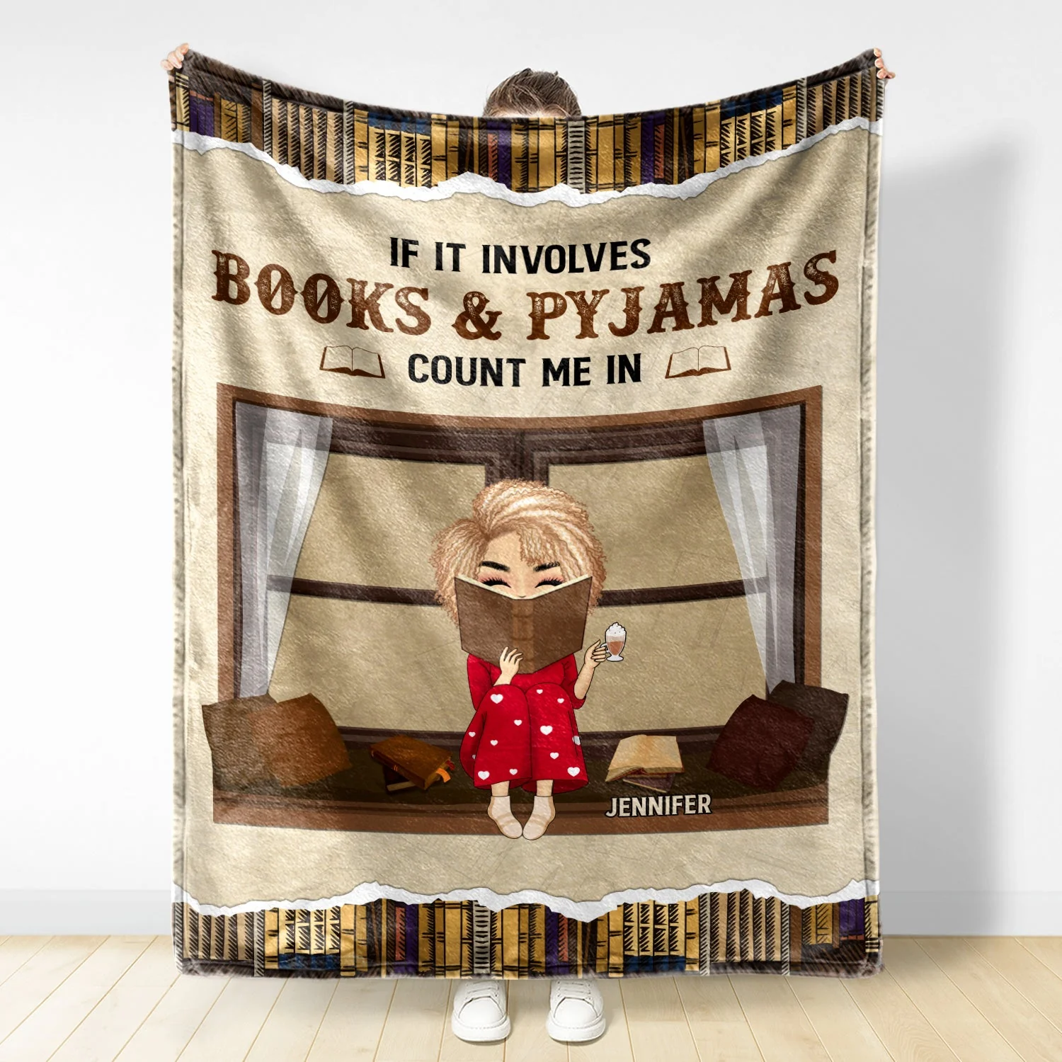If It Involves Books And Pijamas Count Me In - Gift For Book Lovers - Personalized Custom Fleece Blanket - Image 2