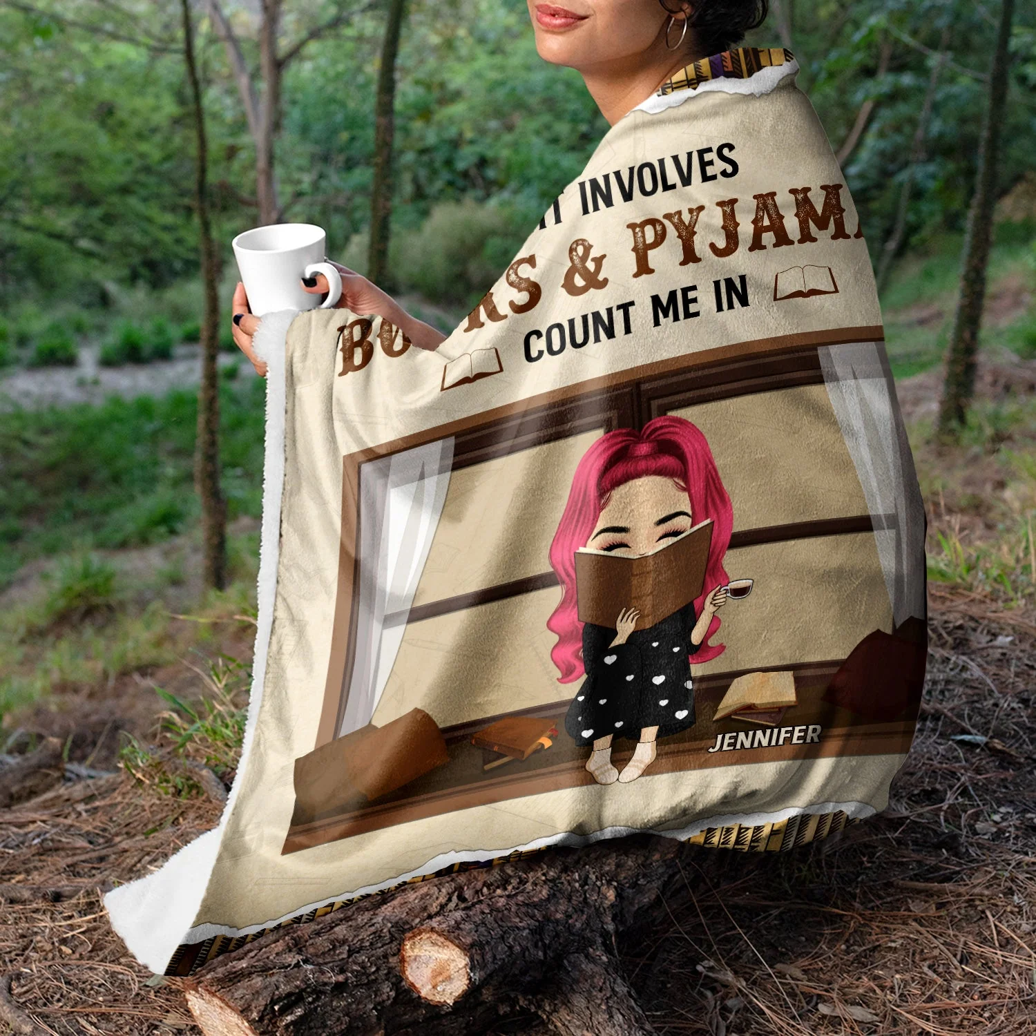 If It Involves Books And Pijamas Count Me In - Gift For Book Lovers - Personalized Custom Fleece Blanket - Image 3