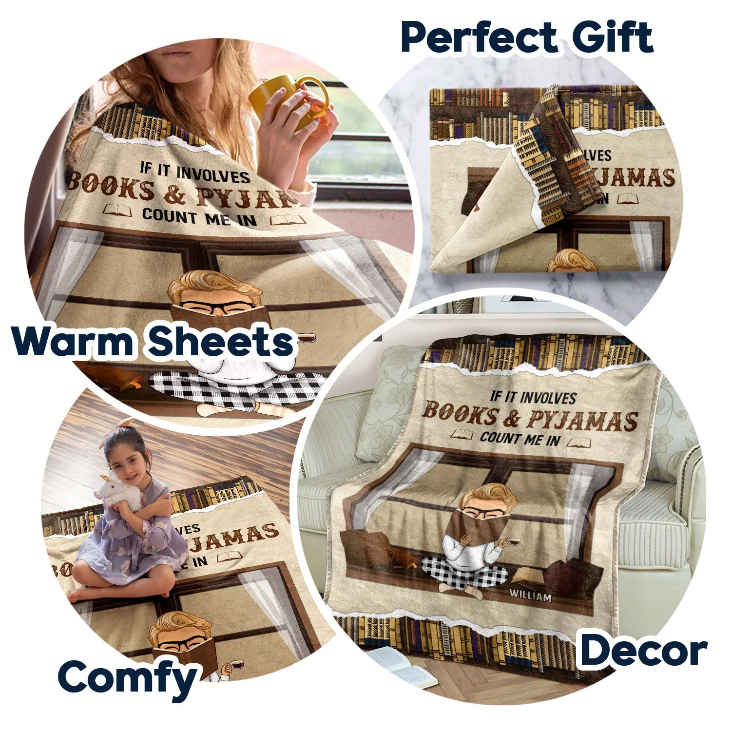 If It Involves Books And Pijamas Count Me In - Gift For Book Lovers - Personalized Custom Fleece Blanket - Image 5