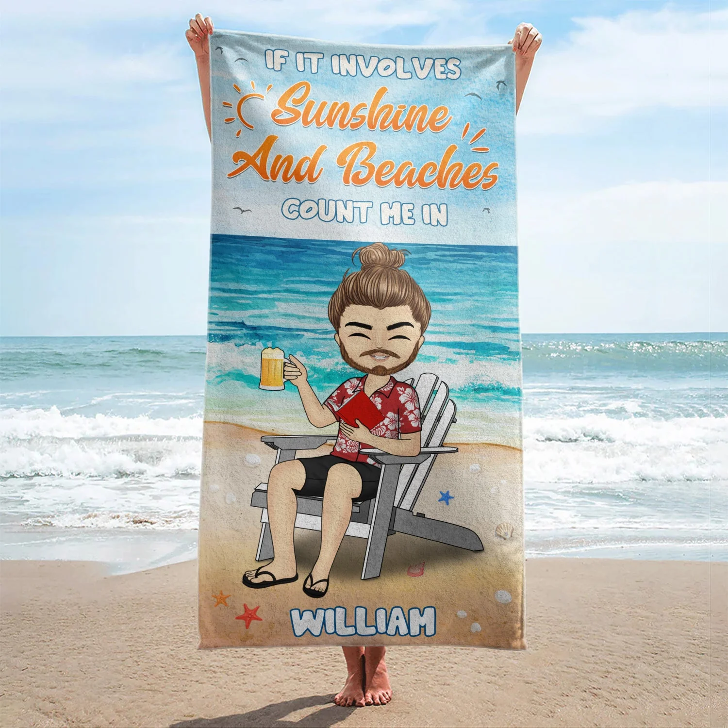 If It Involves Sunshine And Beaches Count Me In - Personalized Custom Beach Towel - Image 2