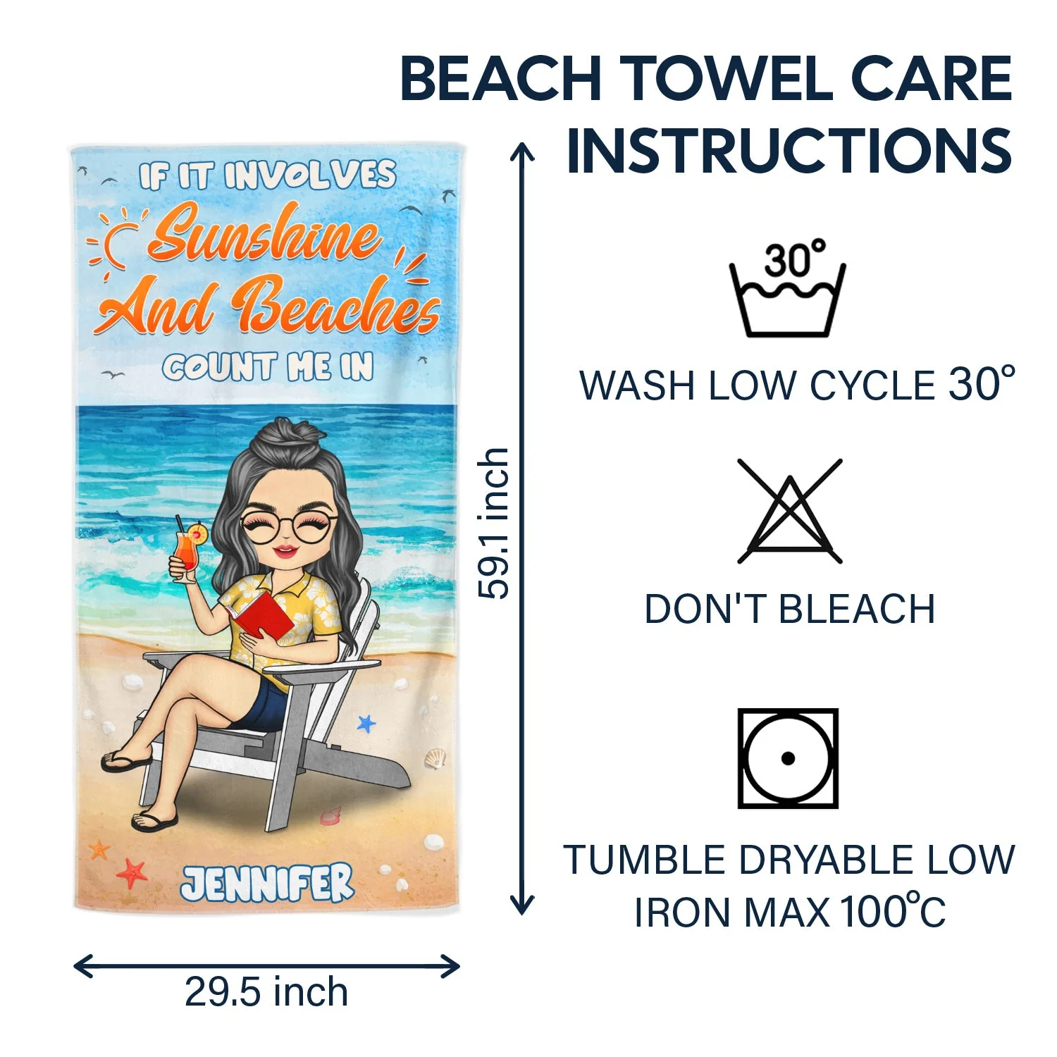 If It Involves Sunshine And Beaches Count Me In - Personalized Custom Beach Towel - Image 6