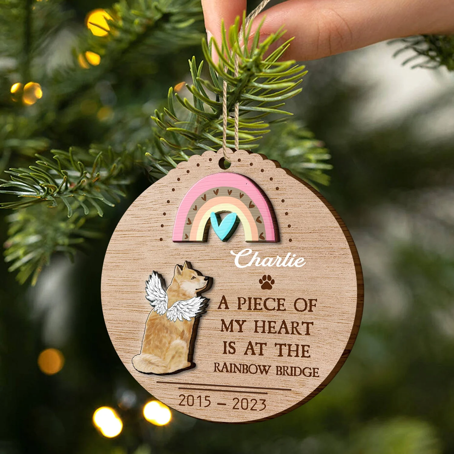 If Love Alone Could Have Kept You Here - Christmas Keepsake, Dog Memorial Gift - Personalized 2-Layered Wooden Ornament - Image 2