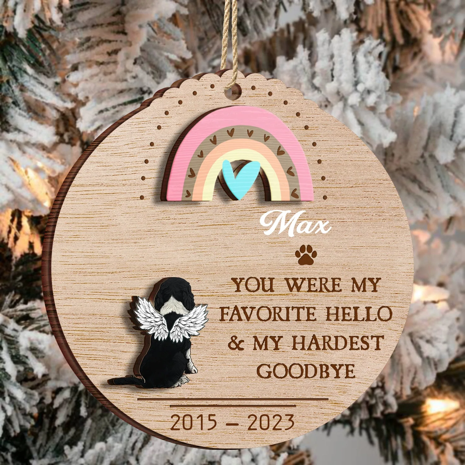If Love Alone Could Have Kept You Here - Christmas Keepsake, Dog Memorial Gift - Personalized 2-Layered Wooden Ornament - Image 3