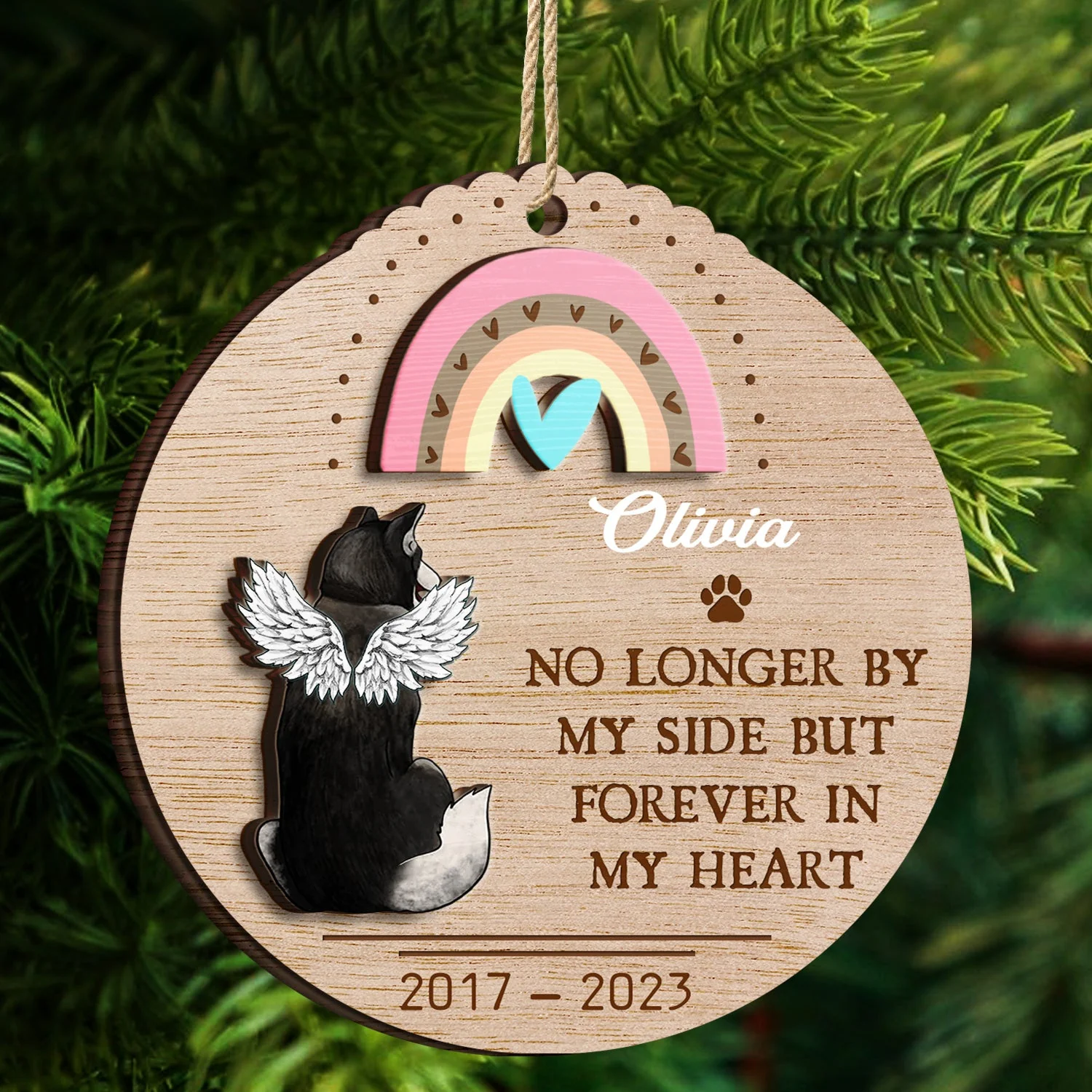 If Love Alone Could Have Kept You Here - Christmas Keepsake, Dog Memorial Gift - Personalized 2-Layered Wooden Ornament - Image 4