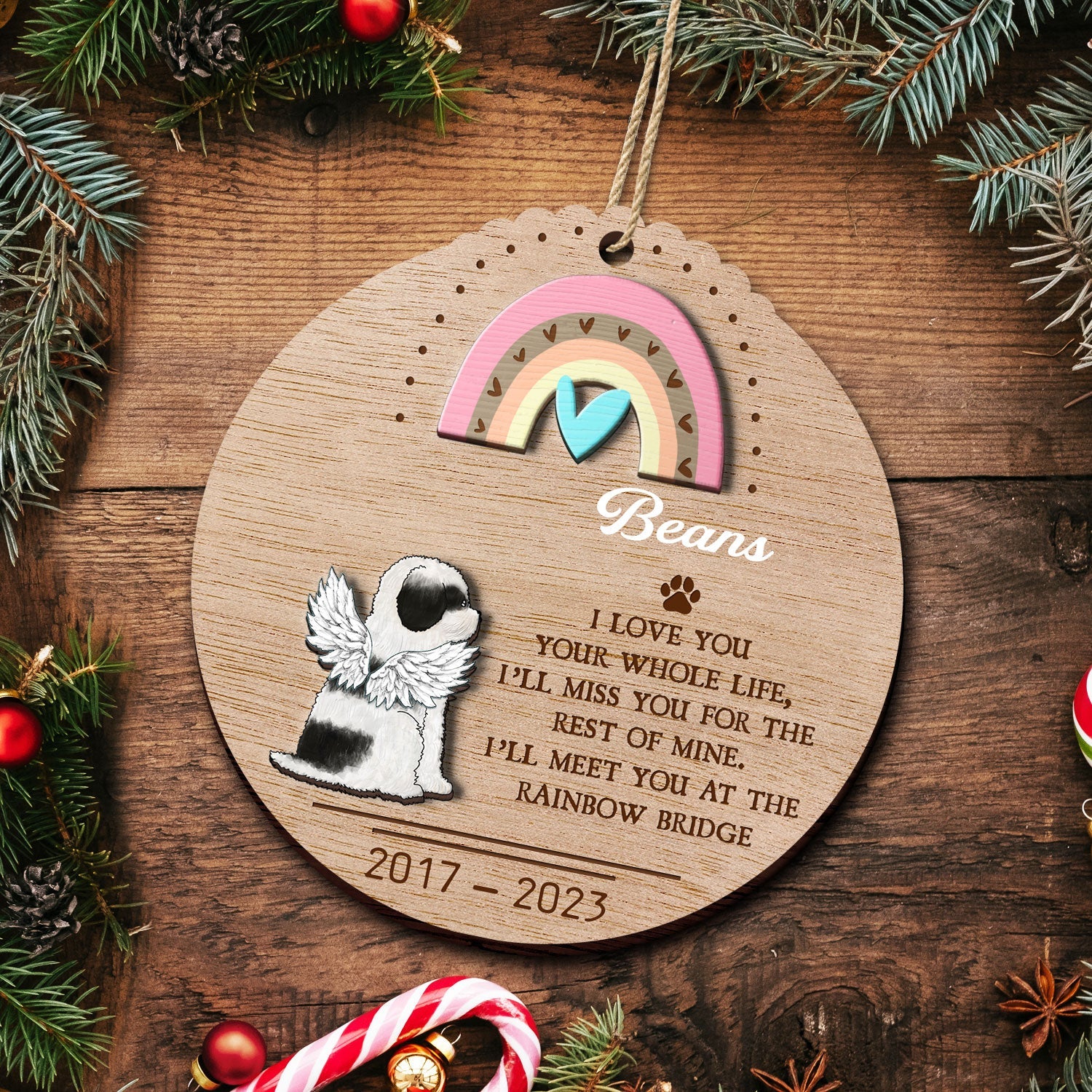 If Love Alone Could Have Kept You Here - Christmas Keepsake, Dog Memorial Gift - Personalized 2-Layered Wooden Ornament - Image 5
