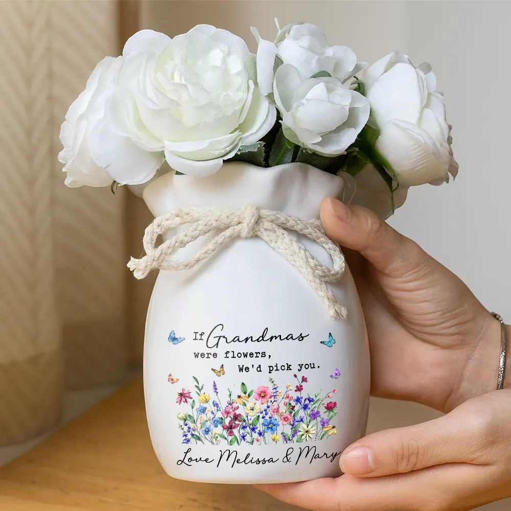 If Nanas Mommy Were Flowers I'd Pick You - Personalized Ribbon Tie Flower Vase - Image 5