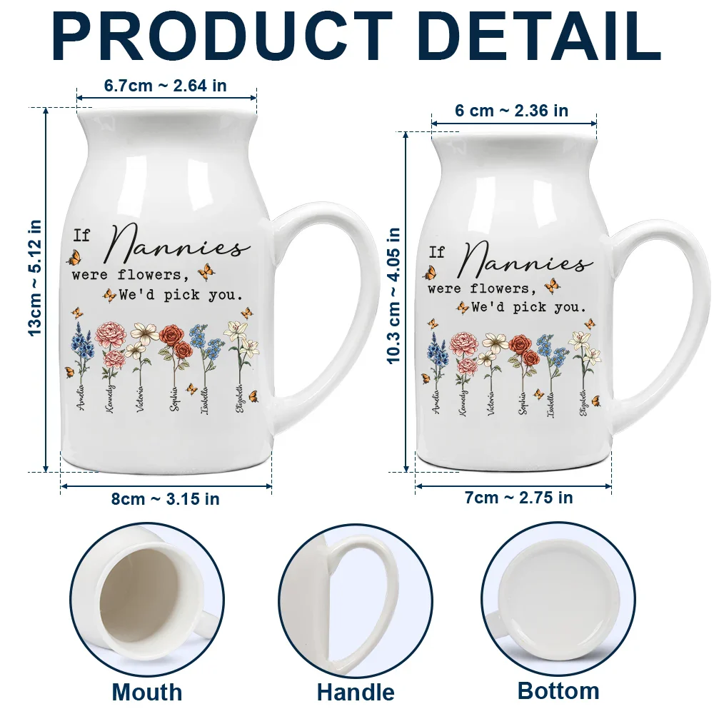 If Nanas Were Flowers I'd Pick You Mom Grandma - Personalized Ceramic Flower Vase - Image 4