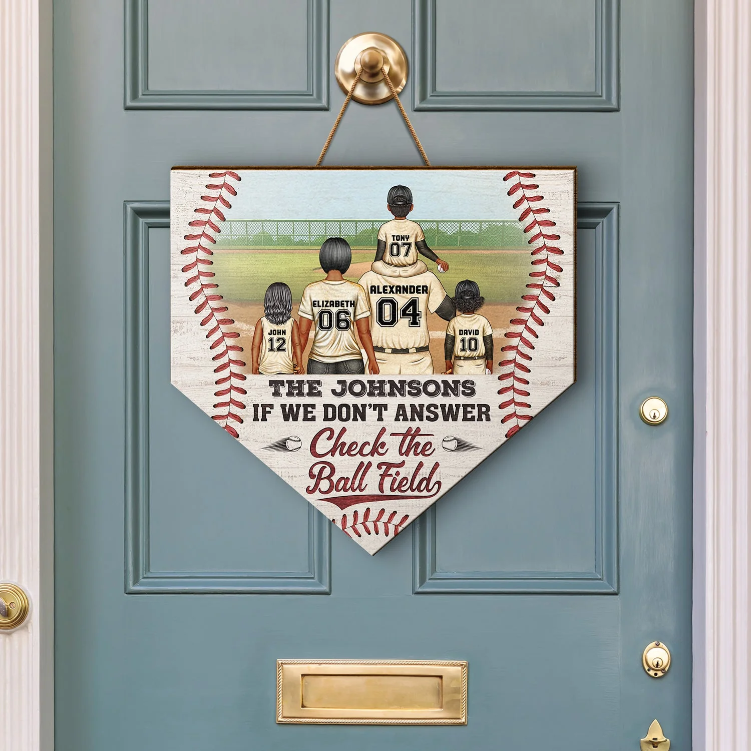 If We Don't Answer Check The Ball Field - Gift For Family, Baseball, Softball Fans - Personalized Custom Shaped Wood Sign - Image 3