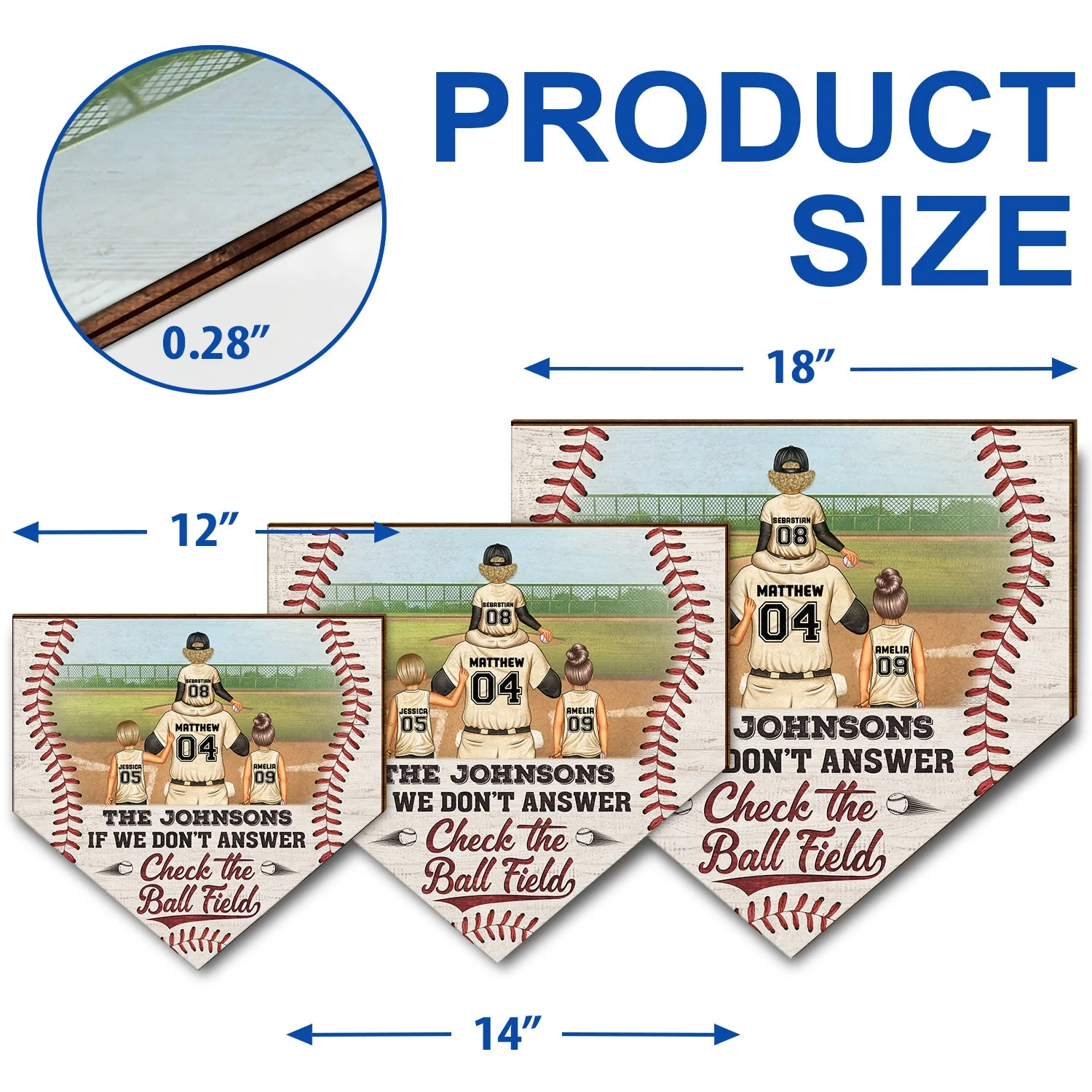 If We Don't Answer Check The Ball Field - Gift For Family, Baseball, Softball Fans - Personalized Custom Shaped Wood Sign - Image 5