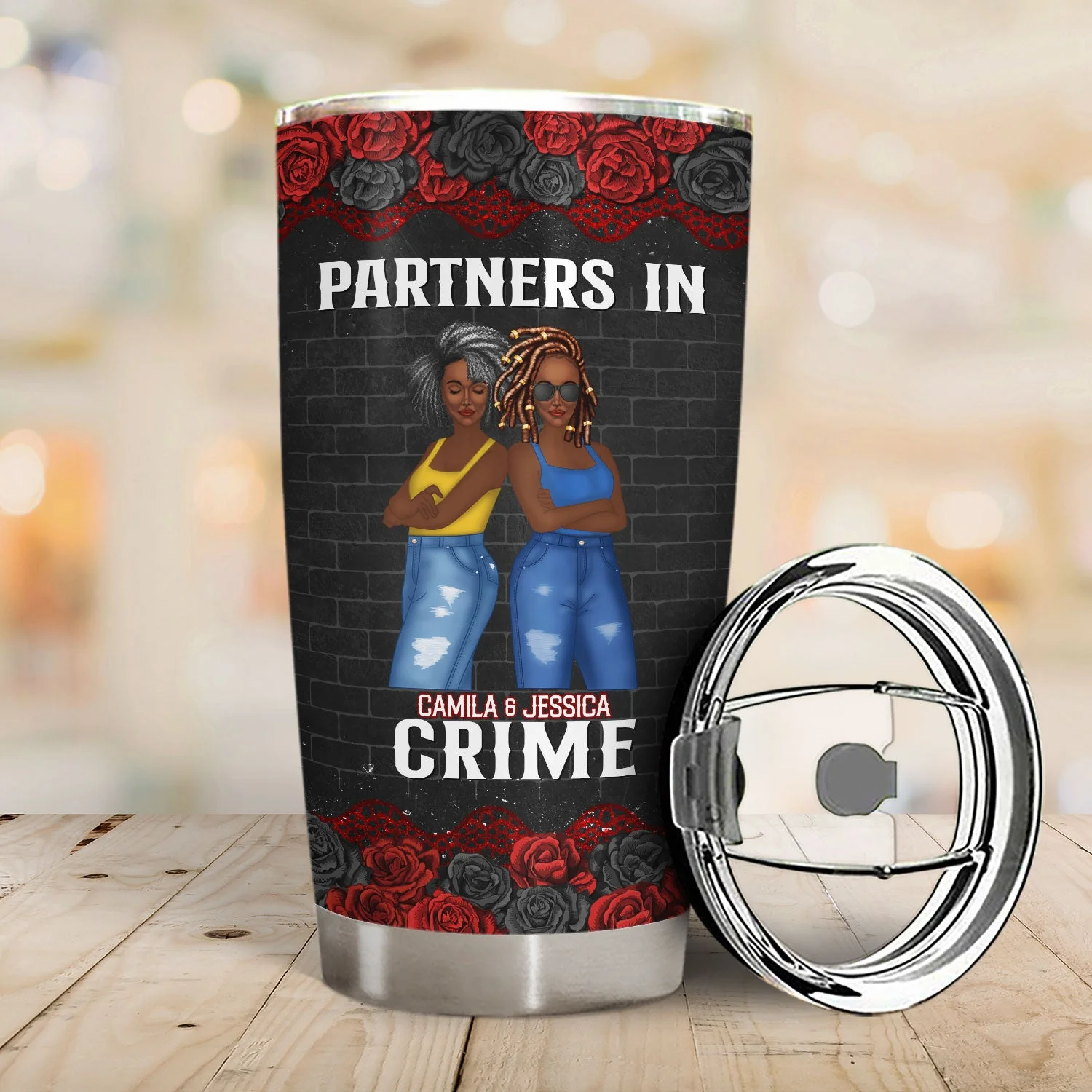 If We Get Caught Partners In Crime Rose Ver - Gift For Besties - Personalized Custom Tumbler - Image 2