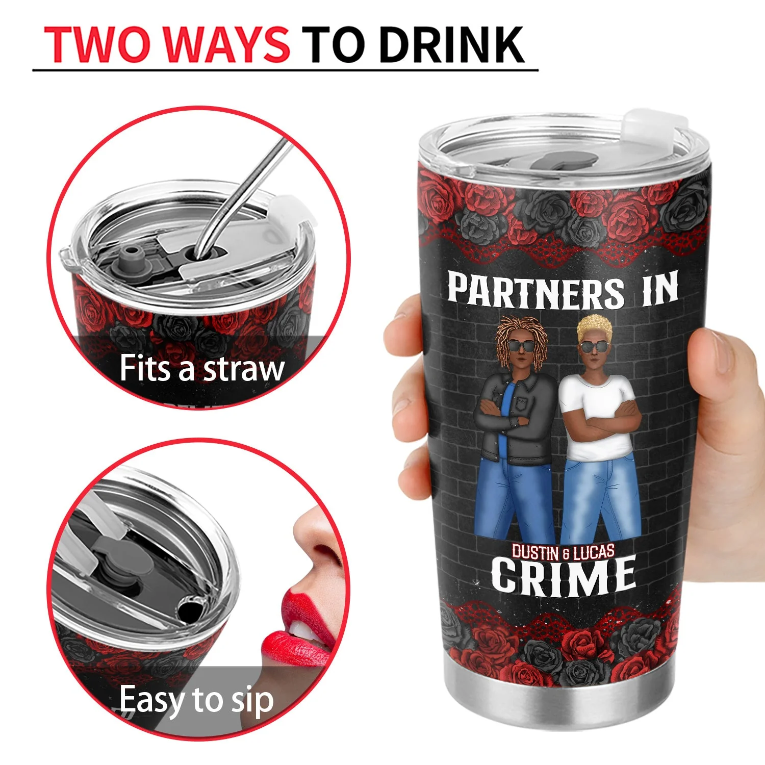 If We Get Caught Partners In Crime Rose Ver - Gift For Besties - Personalized Custom Tumbler - Image 4