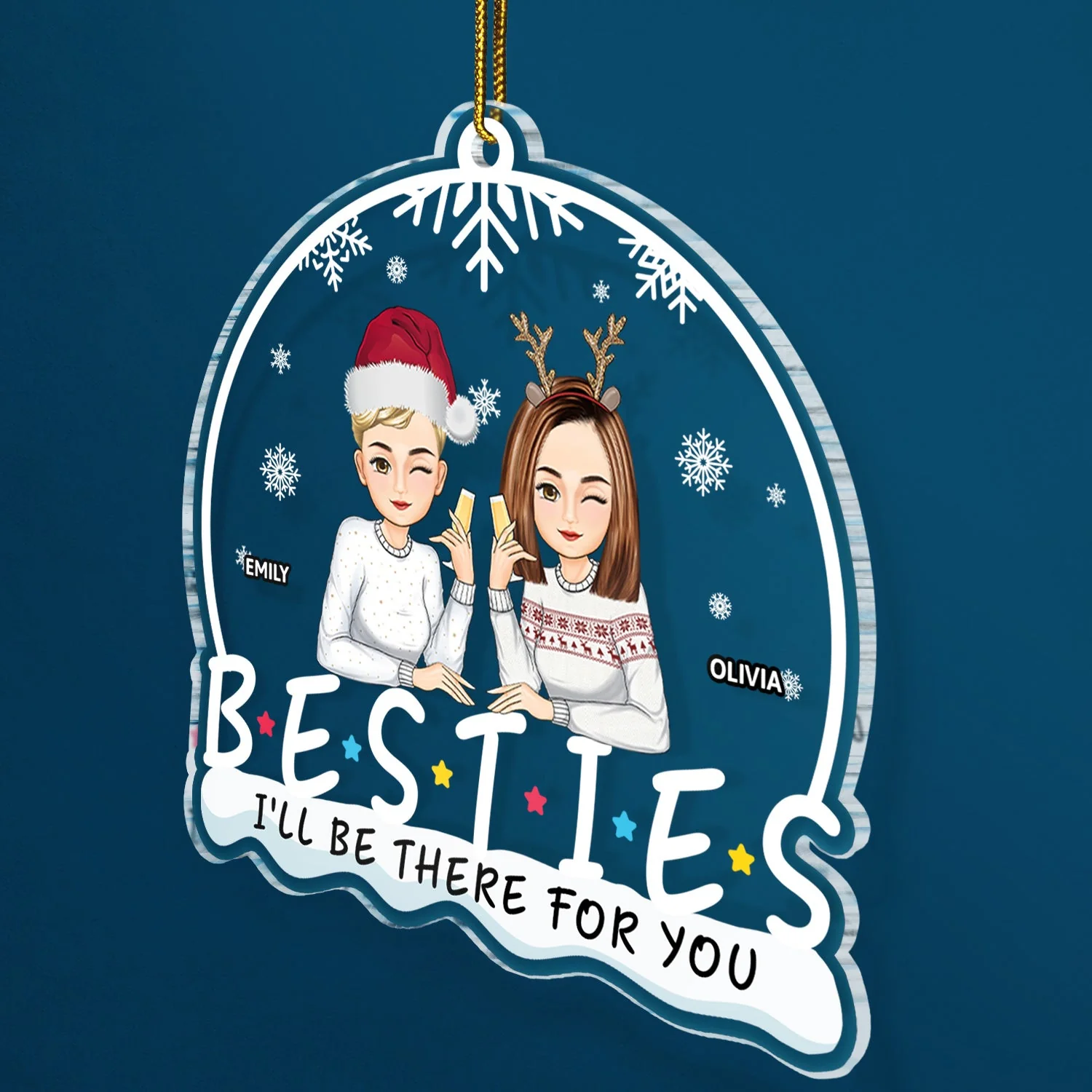 I'll Be There For You - Christmas Gift For Bestie, Sister - Personalized Custom Shaped Acrylic Ornament - Image 2