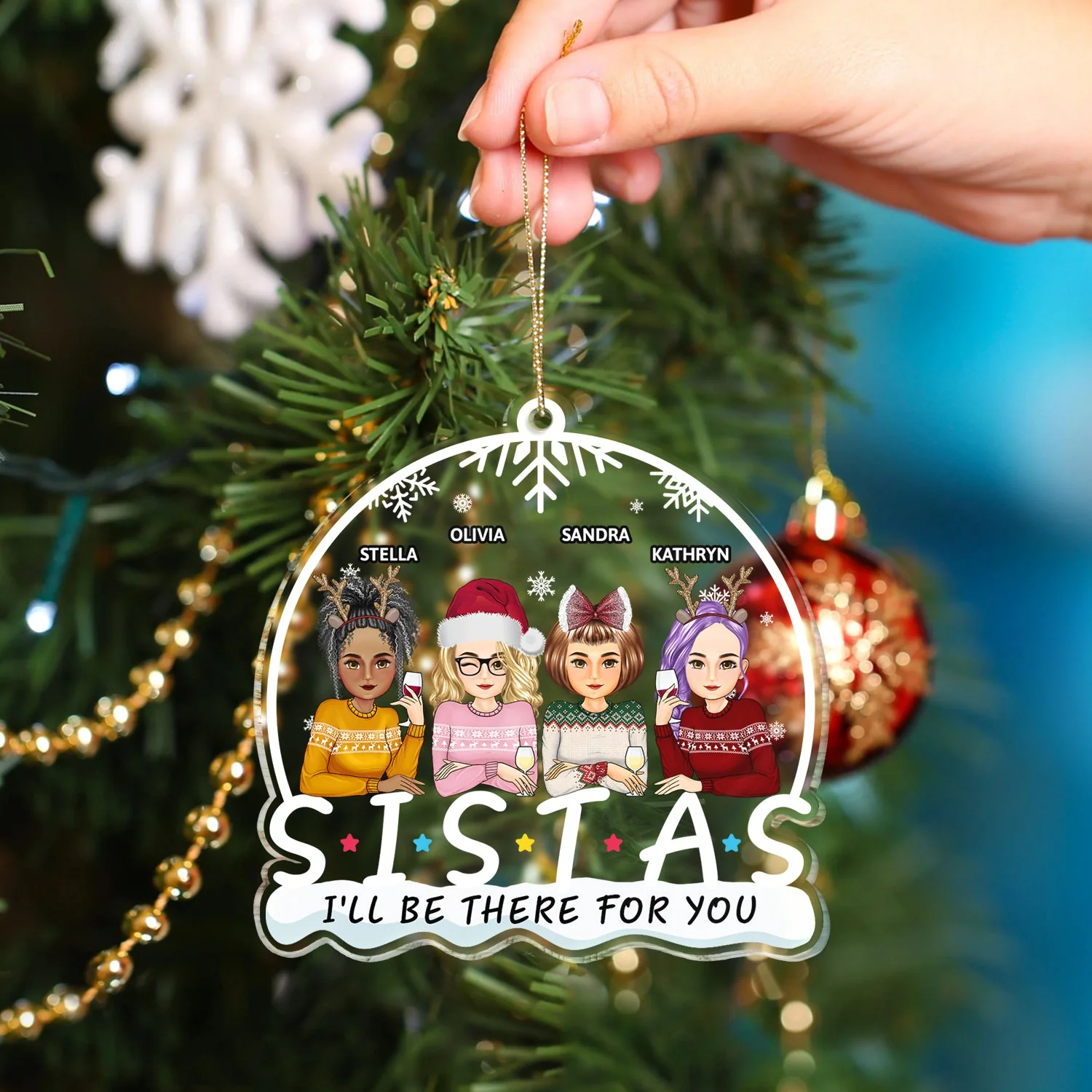 I'll Be There For You - Christmas Gift For Friends, Siblings - Personalized Custom Shaped Acrylic Ornament - Image 4