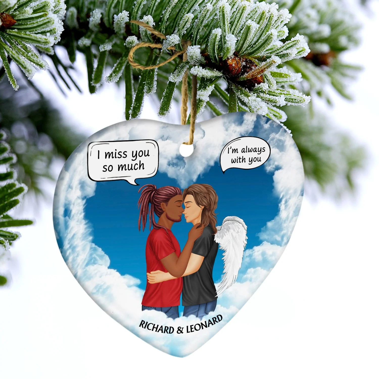 I'll Hold You In My Heart I'm Always With You - Christmas Memorial Gift - Personalized Custom Heart Ceramic Ornament - Image 3
