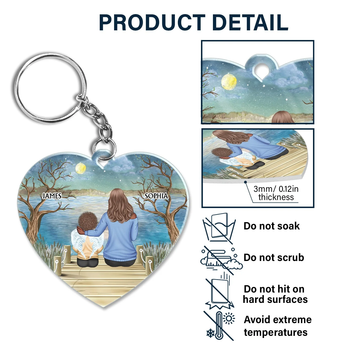 I'll Hold You In My Heart Until I Can Hold You In Heaven - Memorial Gift For Mother, Father, Daughter, Son, Grandpa, Grandma - Personalized Custom Acrylic Keychain - Image 5