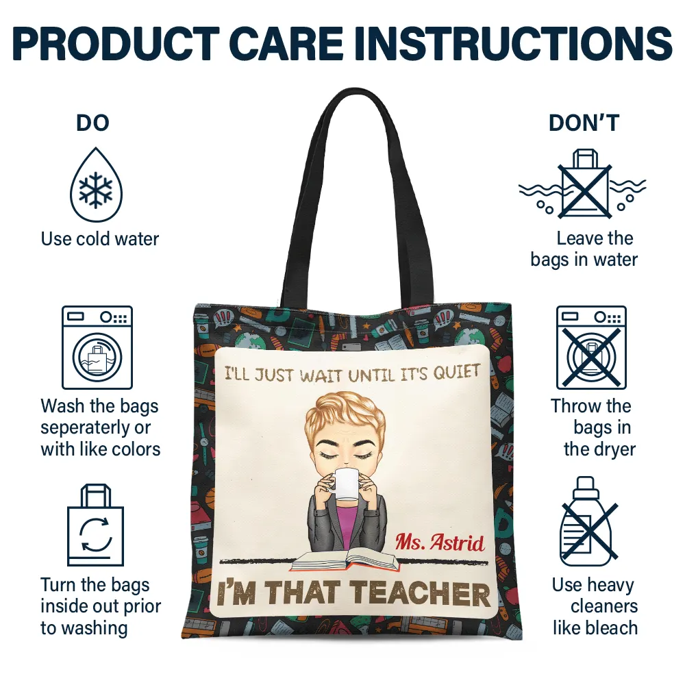 I'll Just Wait Until It's Quiet - Personalized Tote Bag - Image 6