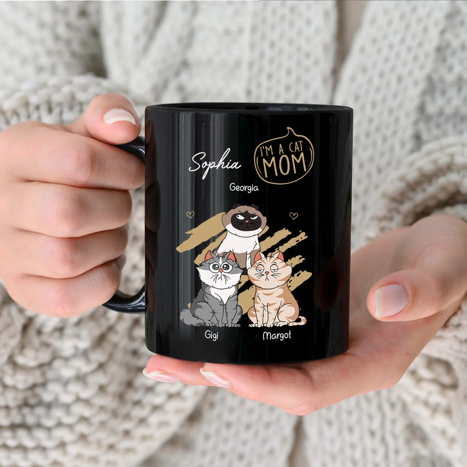 I'm A Cat Person - Gift For Cat Lovers, Cat Mom, Cat Dad - Personalized Black Mug - Image 3