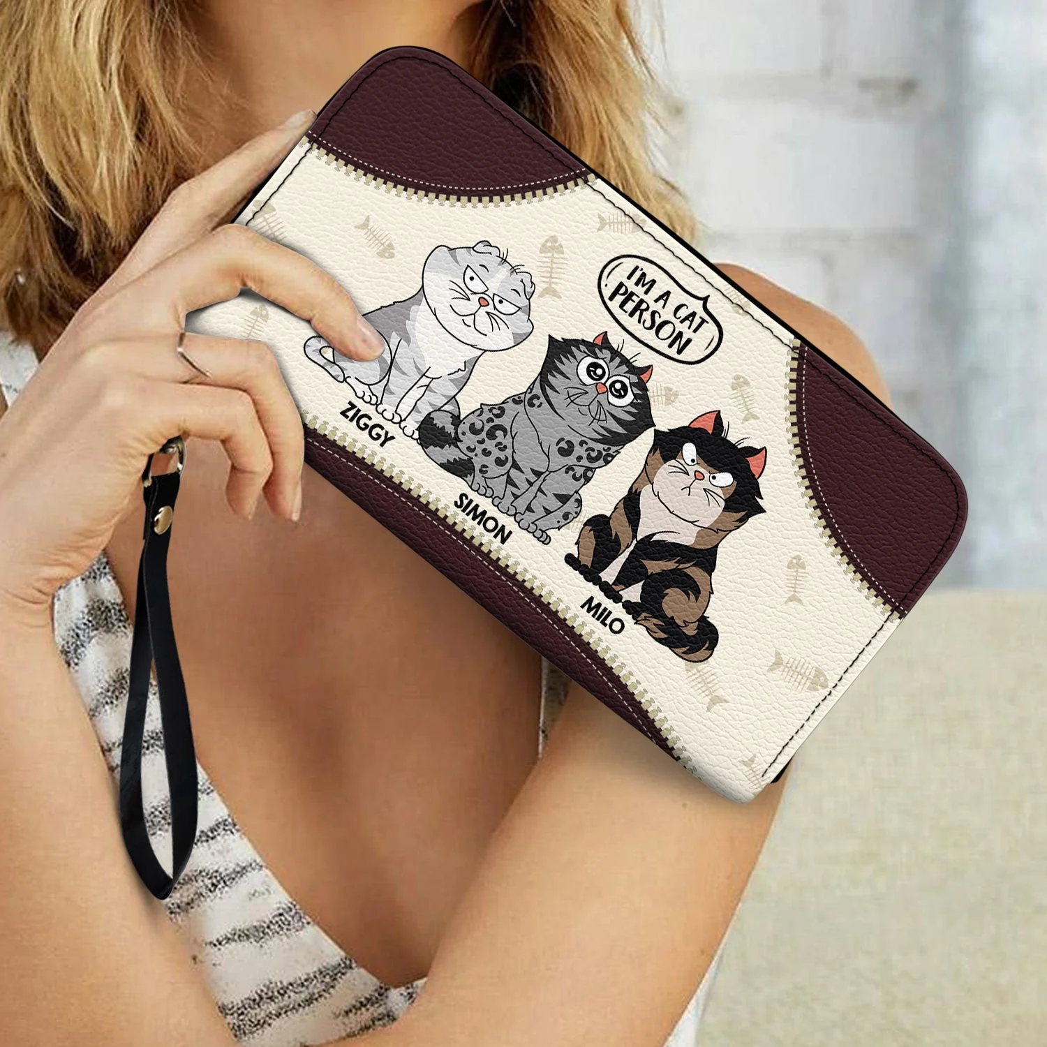 I'm A Cat Person - Gift For Cat Mom, Cat Lovers - Personalized Leather Long Wallet - Image 3