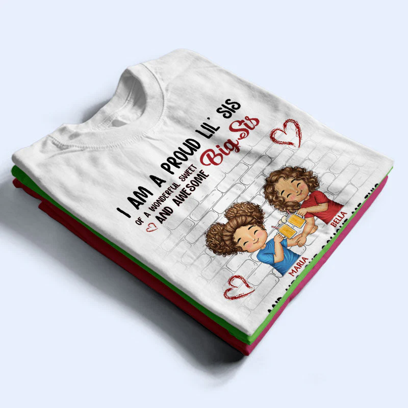 I'm A Proud Brother Of A Wonderful Sweet & Awesome Sister - Gift For Brothers, Sisters, Siblings - Personalized Custom T Shirt - Image 2