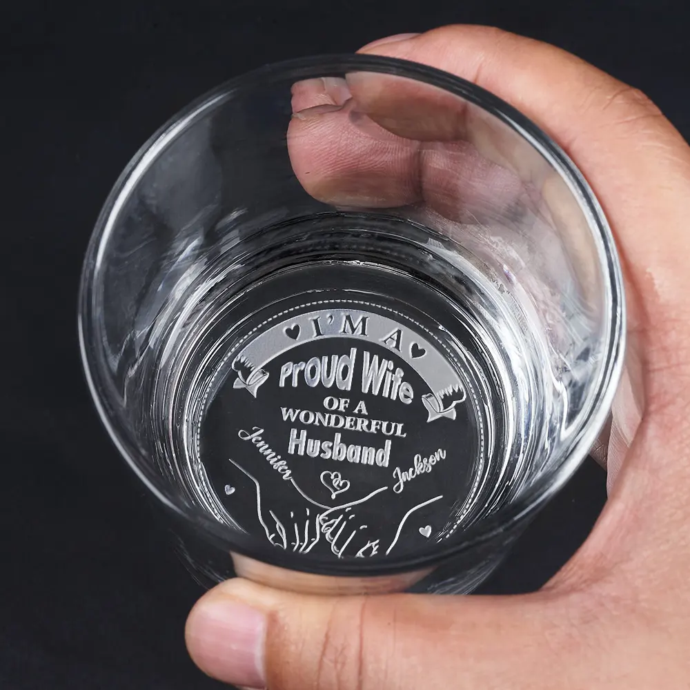I'm A Proud Wife Of A Wonderful Husband - Personalized Engraved Whiskey Glass - Image 4