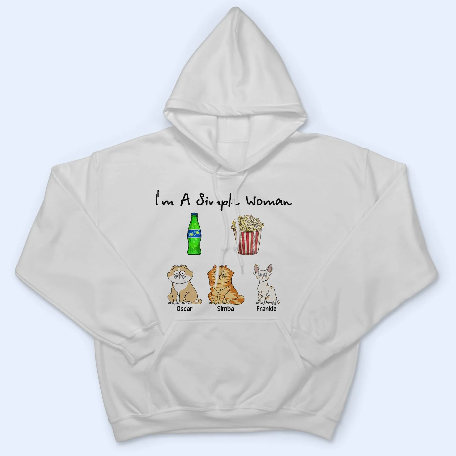 I'm A Simple Woman Funny Cartoon Cat - Gift For Cat Lovers - Personalized T Shirt - Image 4