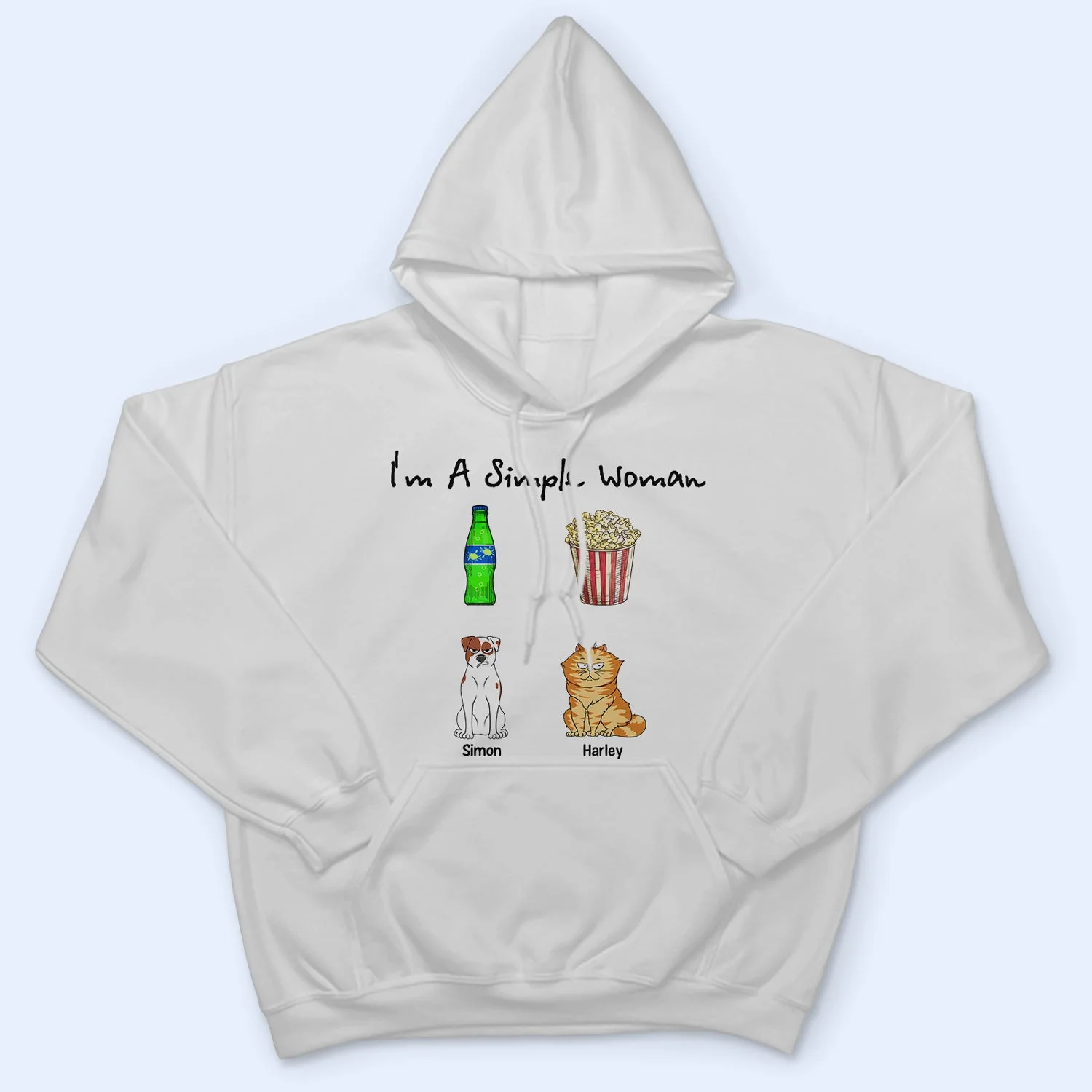 I'm A Simple Woman Funny Cartoon Dog Cat - Gift For Dog Lovers, Cat Lovers - Personalized T Shirt - Image 4
