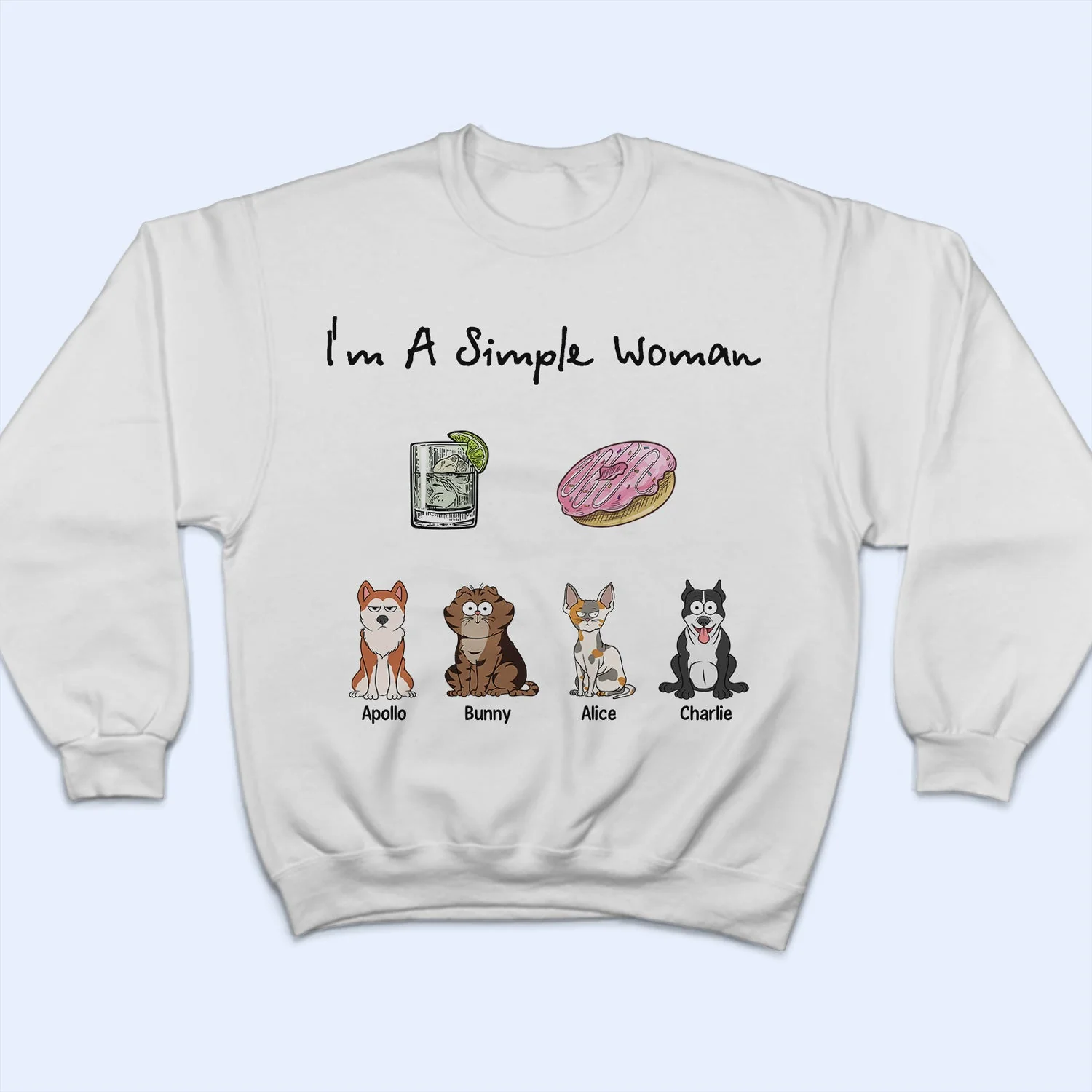 I'm A Simple Woman Funny Cartoon Dog Cat - Gift For Dog Lovers, Cat Lovers - Personalized T Shirt - Image 5