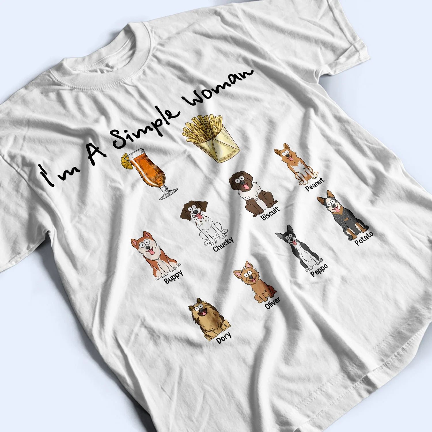 I'm A Simple Woman Funny Cartoon Dog - Gift For Dog Lovers - Personalized T Shirt - Image 3