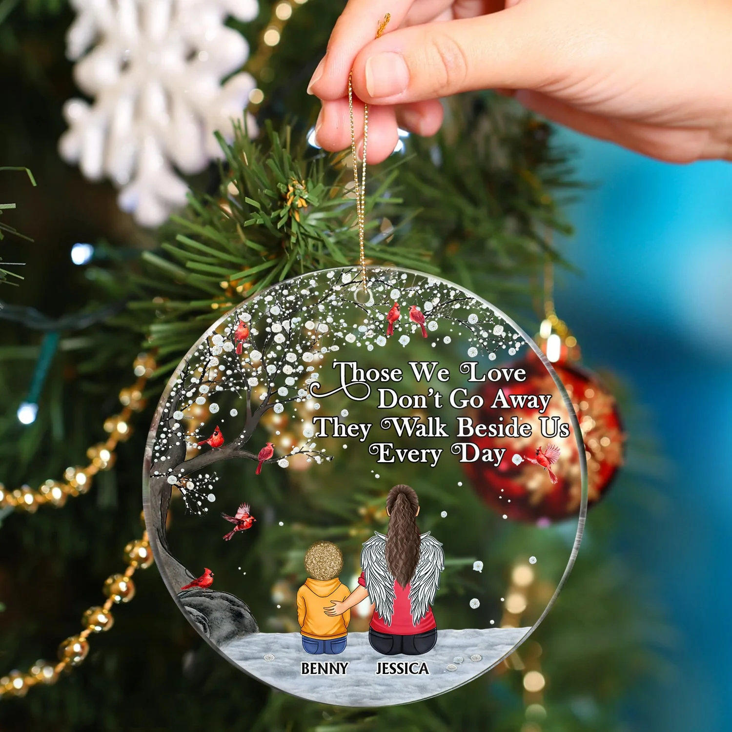 I'm Always With You - Christmas, Memorial Gift For Family, Friends - Personalized Circle Acrylic Ornament - Image 4