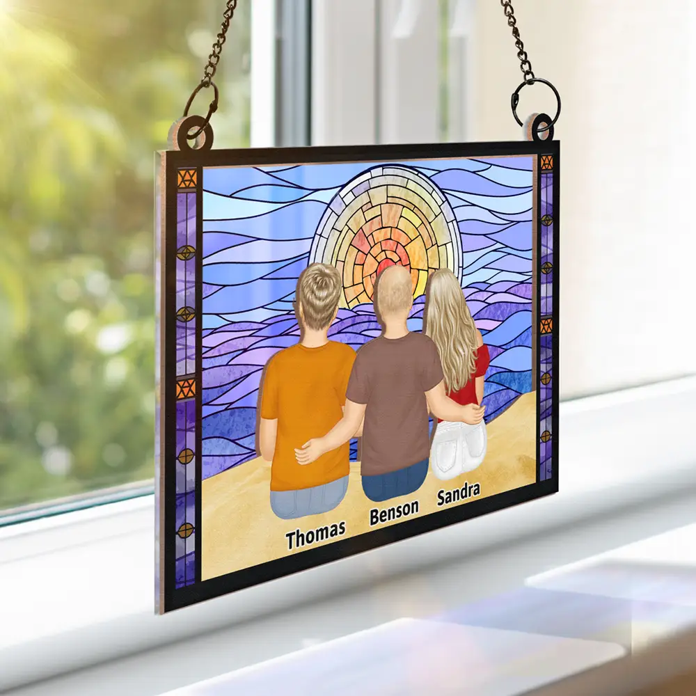 I'm Always With You Grandpa And Grandkids - Personalized Window Hanging Suncatcher Ornament - Image 3