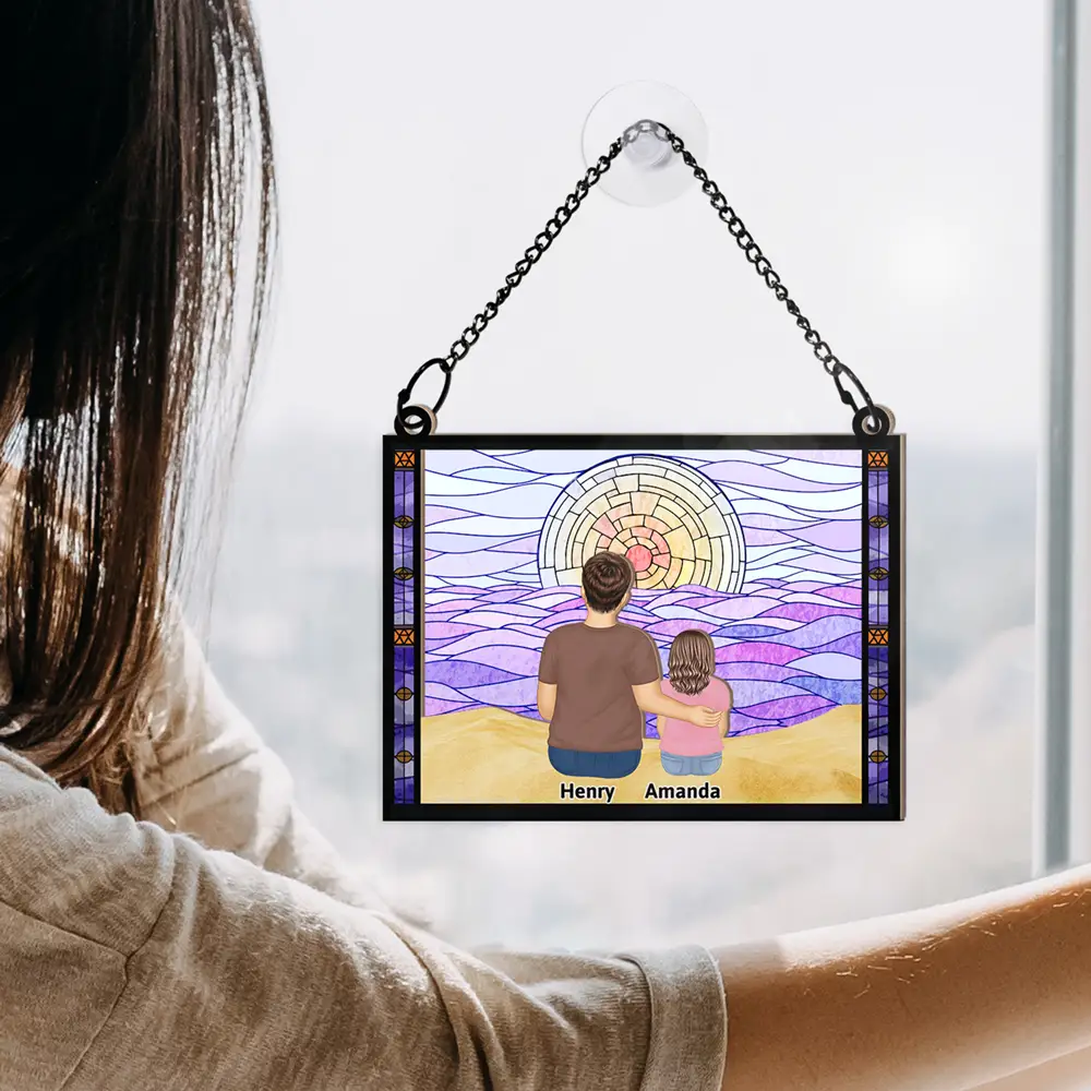 I'm Always With You Grandpa And Grandkids - Personalized Window Hanging Suncatcher Ornament - Image 4