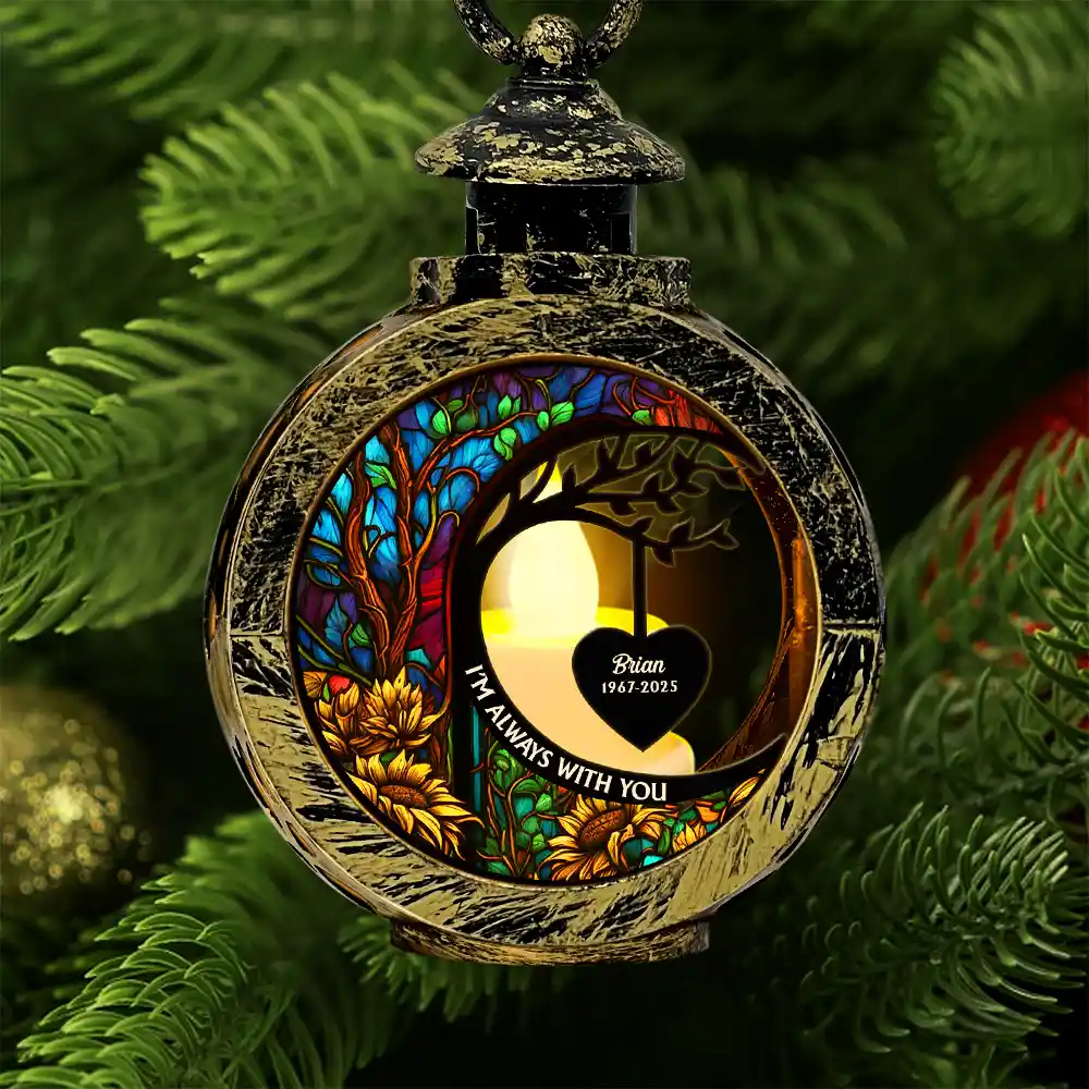 I'm Always With You Heart Memorial - Personalized Candlelight Lantern Ornament - Image 2