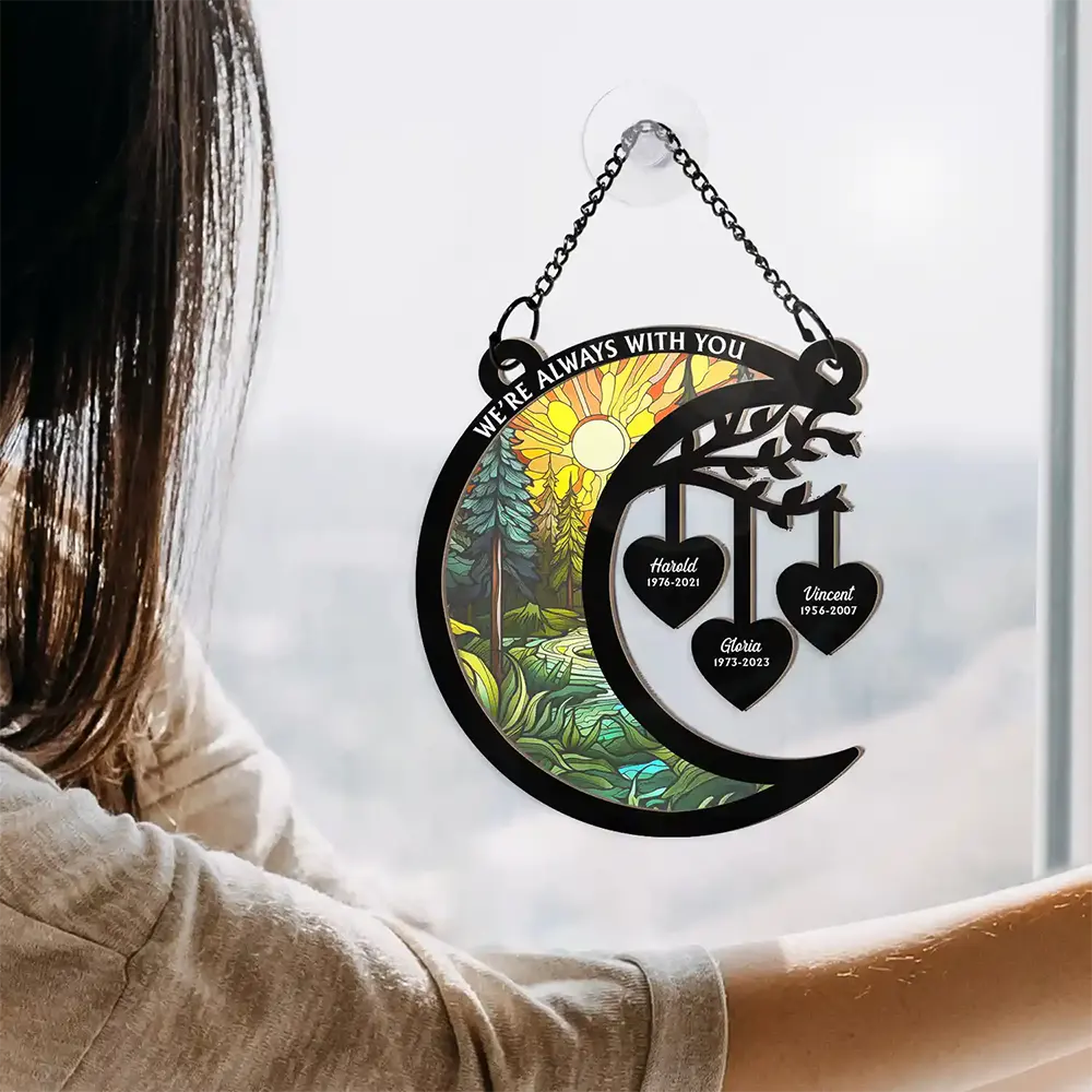 I'm Always With You Heart Memorial - Personalized Window Hanging Suncatcher Ornament - Image 4